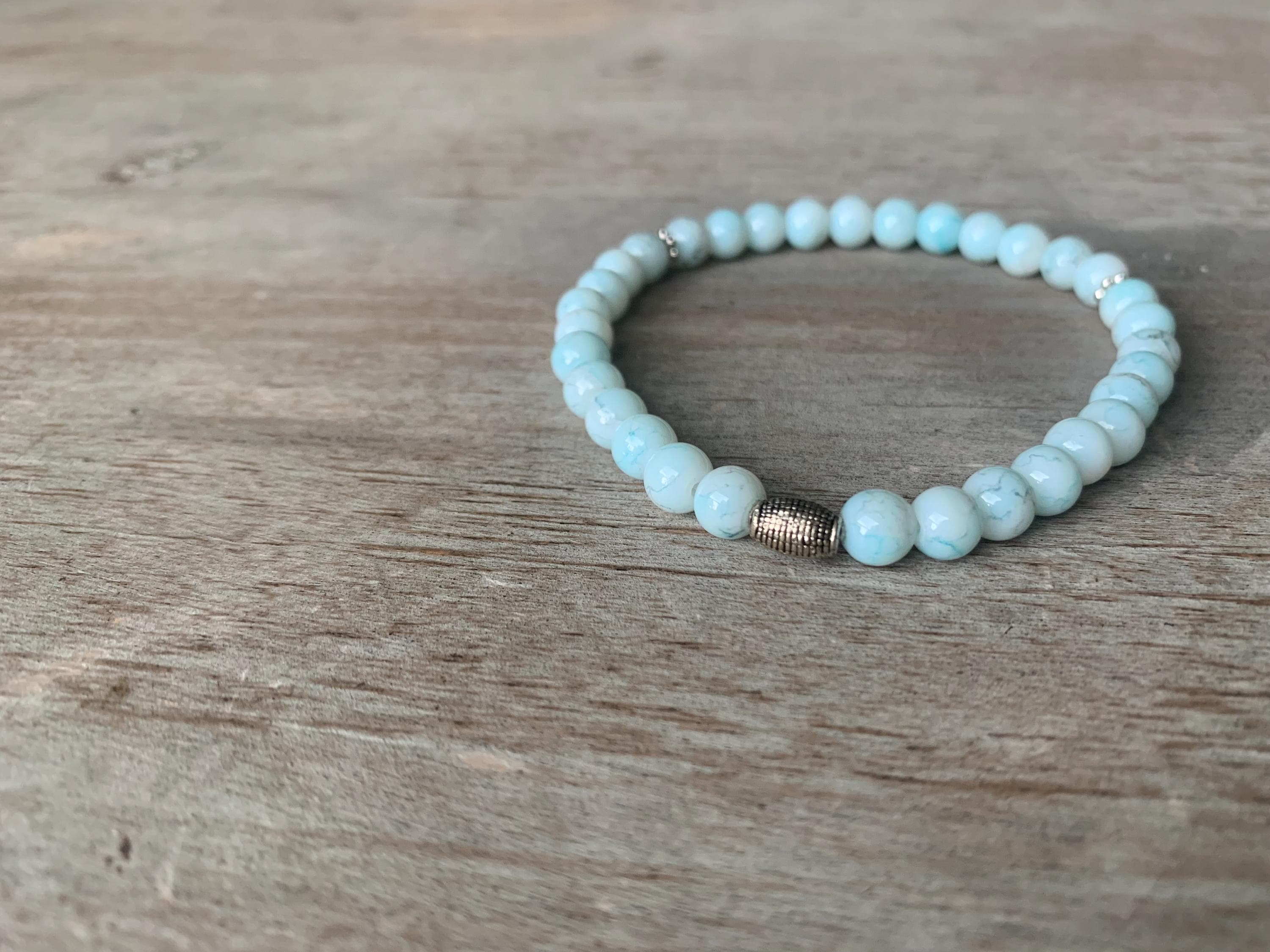 Light Blue Marbled Glass Bead Tasbih Bracelet (33 Beads) - image 3