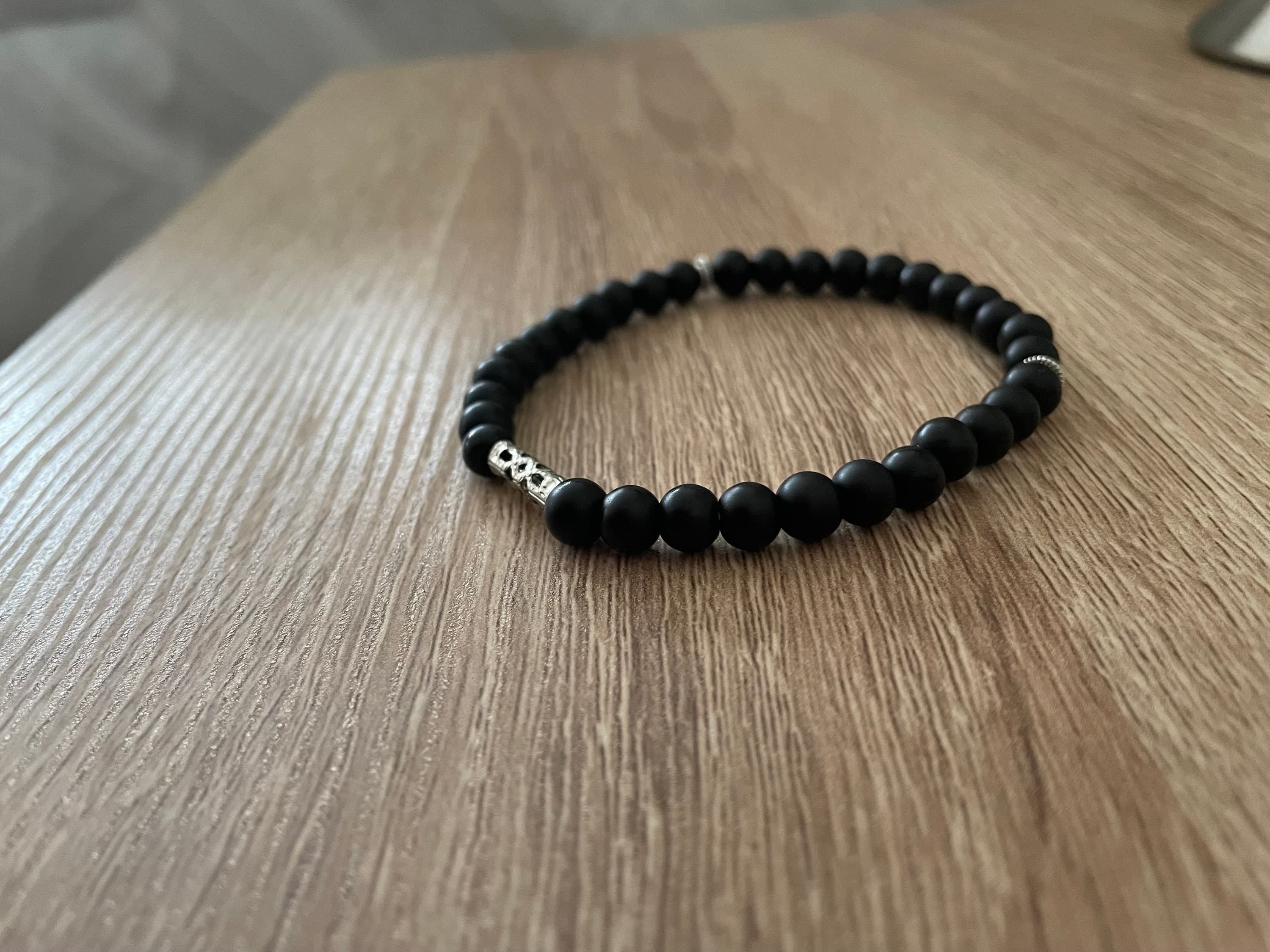 Matte Black Glass Pearls Tasbih Bracelet (33 beads) - image 5