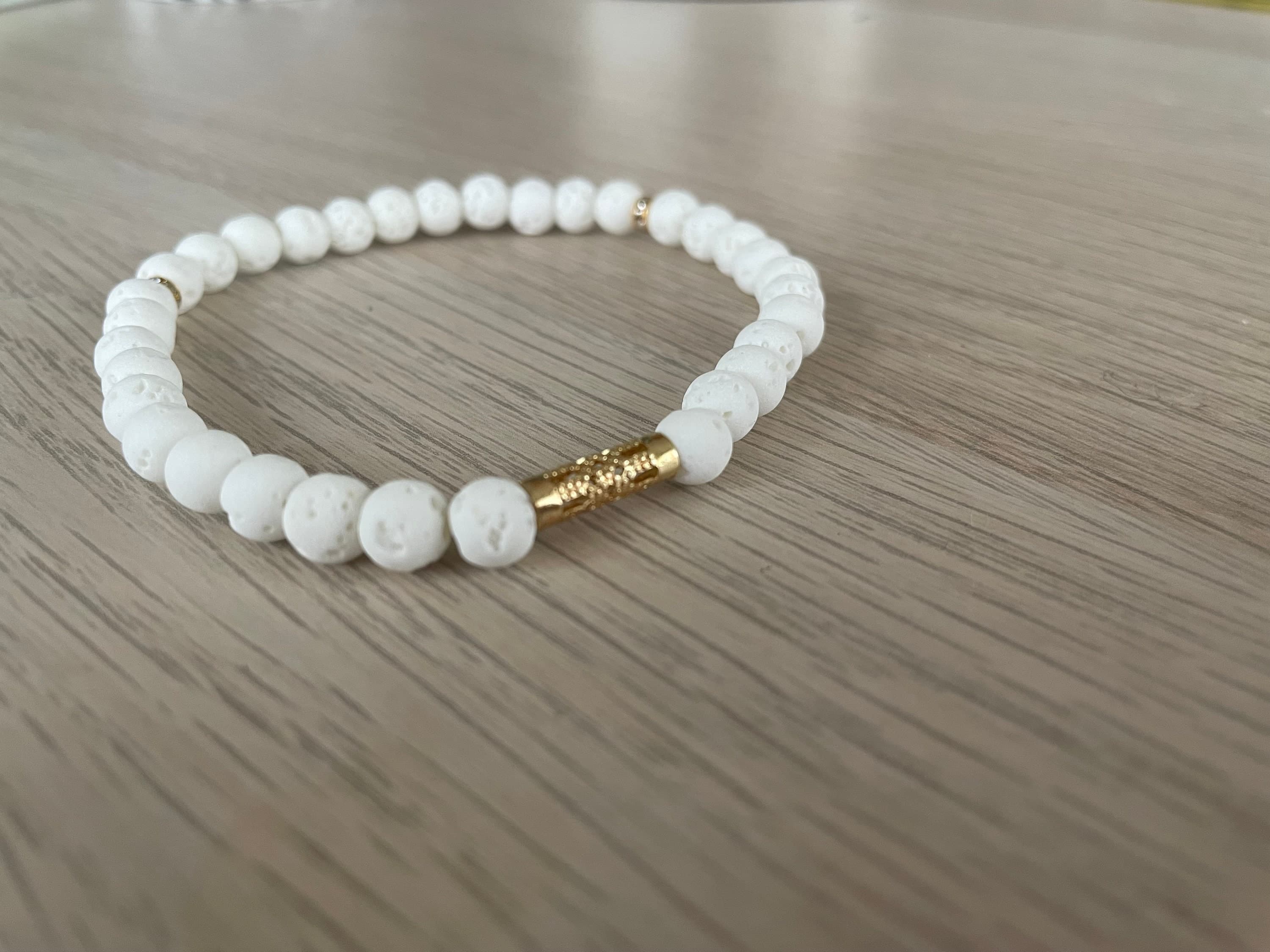 White Lava Stone Tasbih Bracelet (33 Beads)