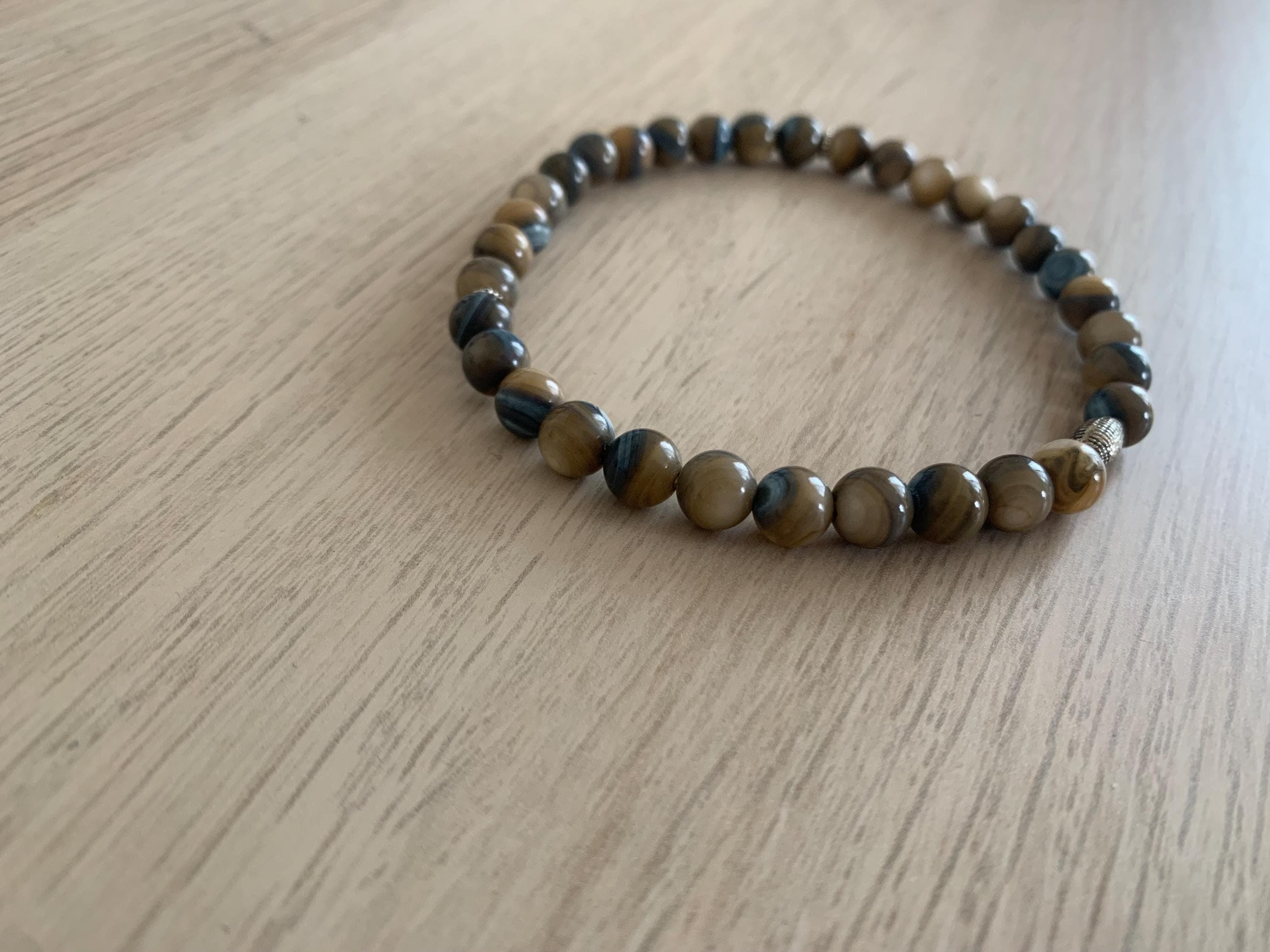 Tan and Blue Shell  Pocket Tasbih  (33 beads) - image 4