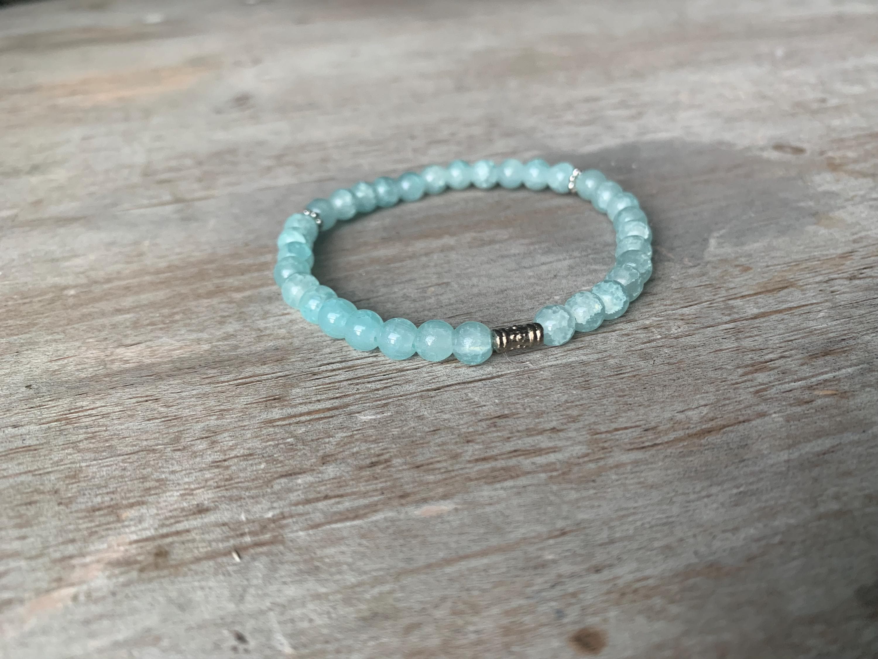 Light Blue Cracked Glass Bead Tasbih Bracelet (33 Beads) - image 5