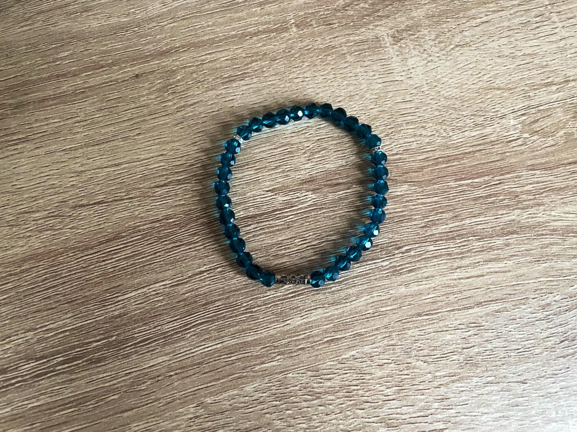 Dark Teal Crystal glass Bead Tasbih Bracelet (33 Beads) - image 4