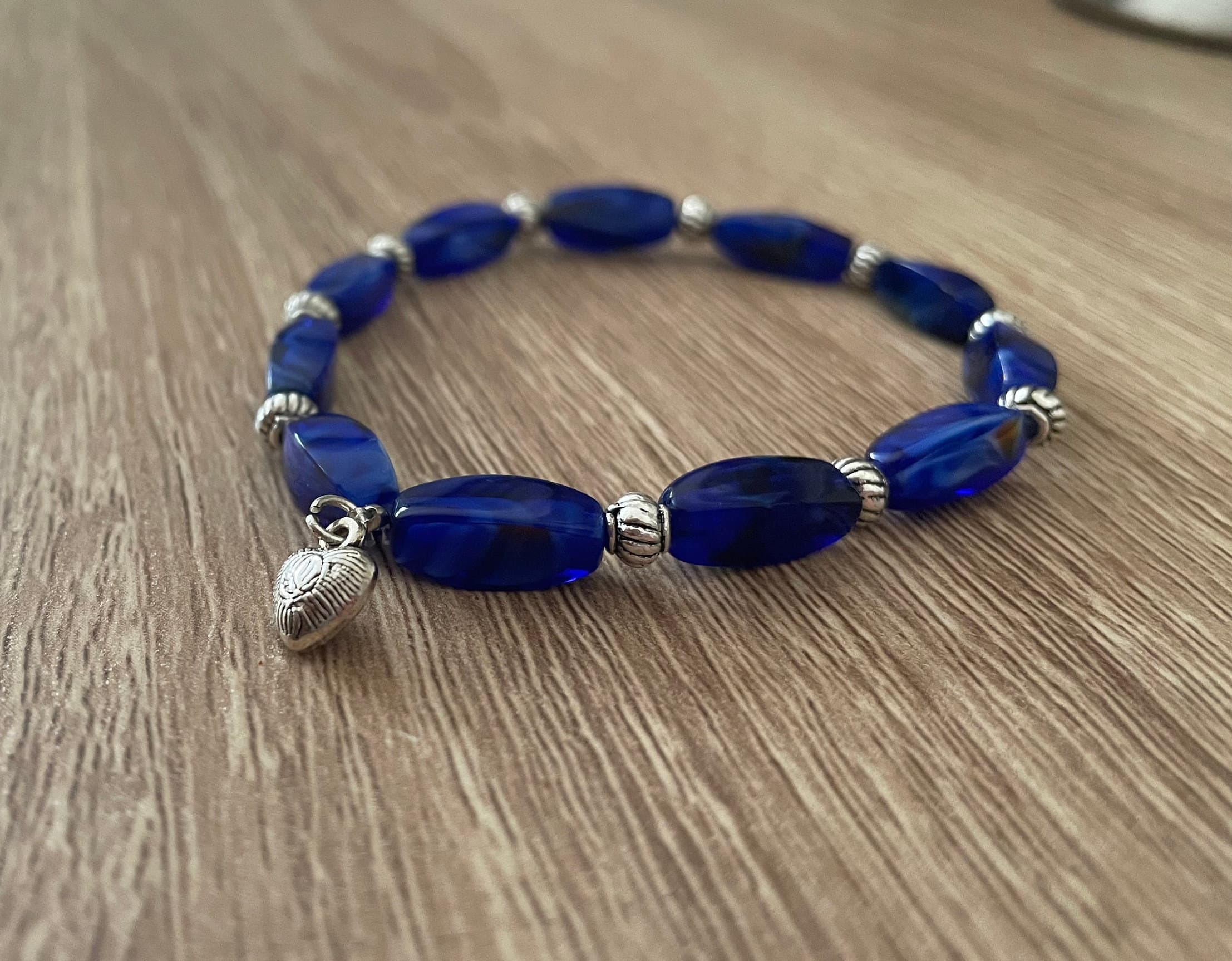 Blue Glass Bead Bracelet - image 5