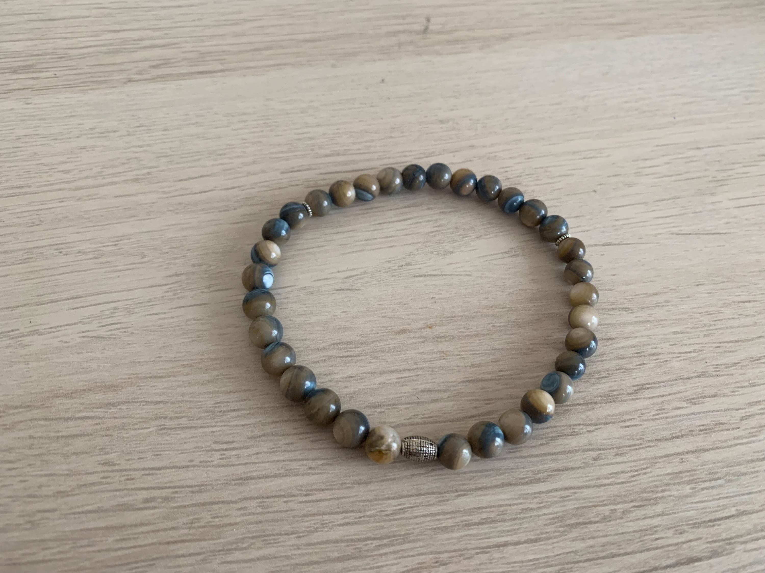 Tan and Blue Shell  Pocket Tasbih  (33 beads)