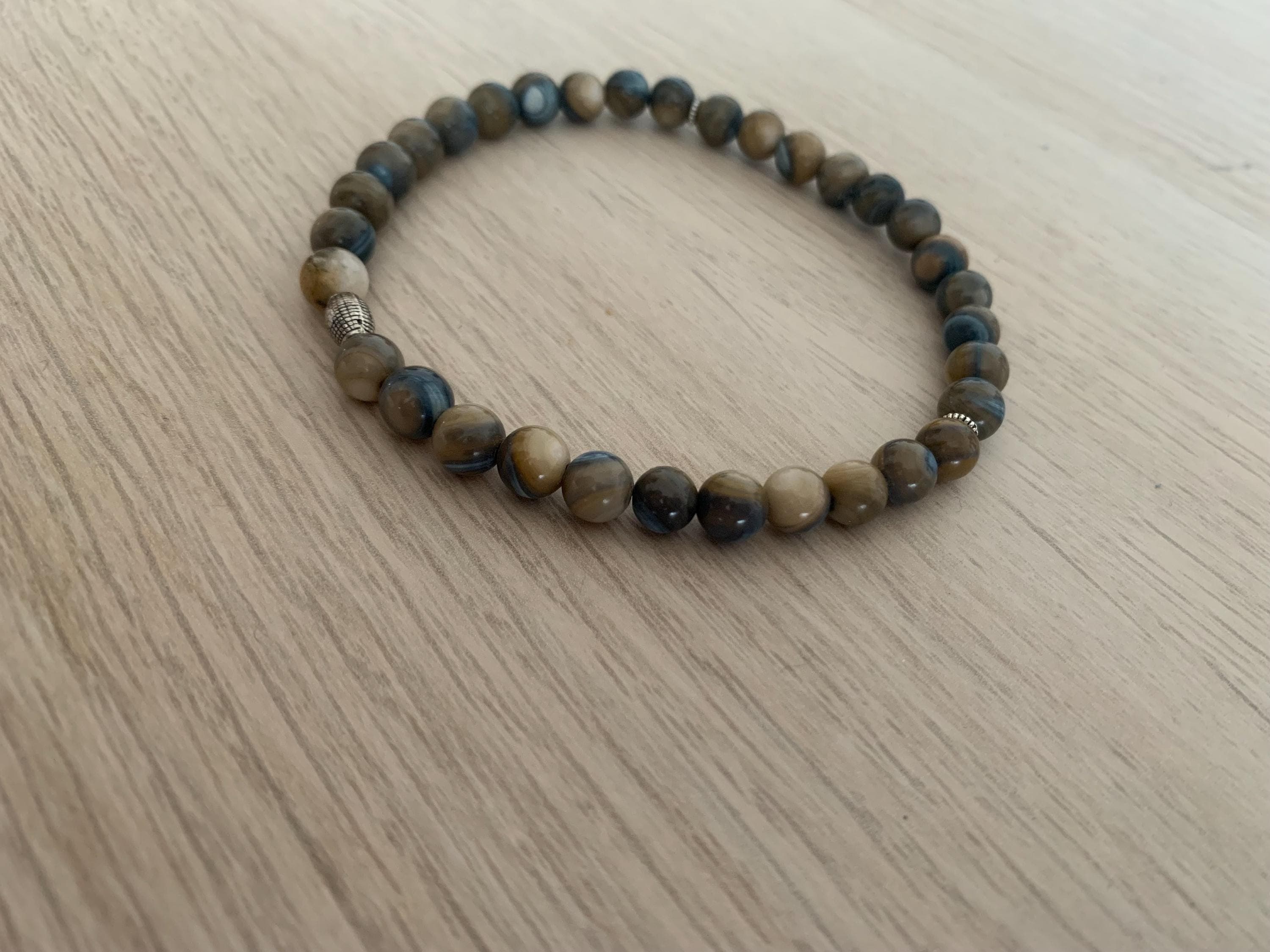 Tan and Blue Shell  Pocket Tasbih  (33 beads) - image 3