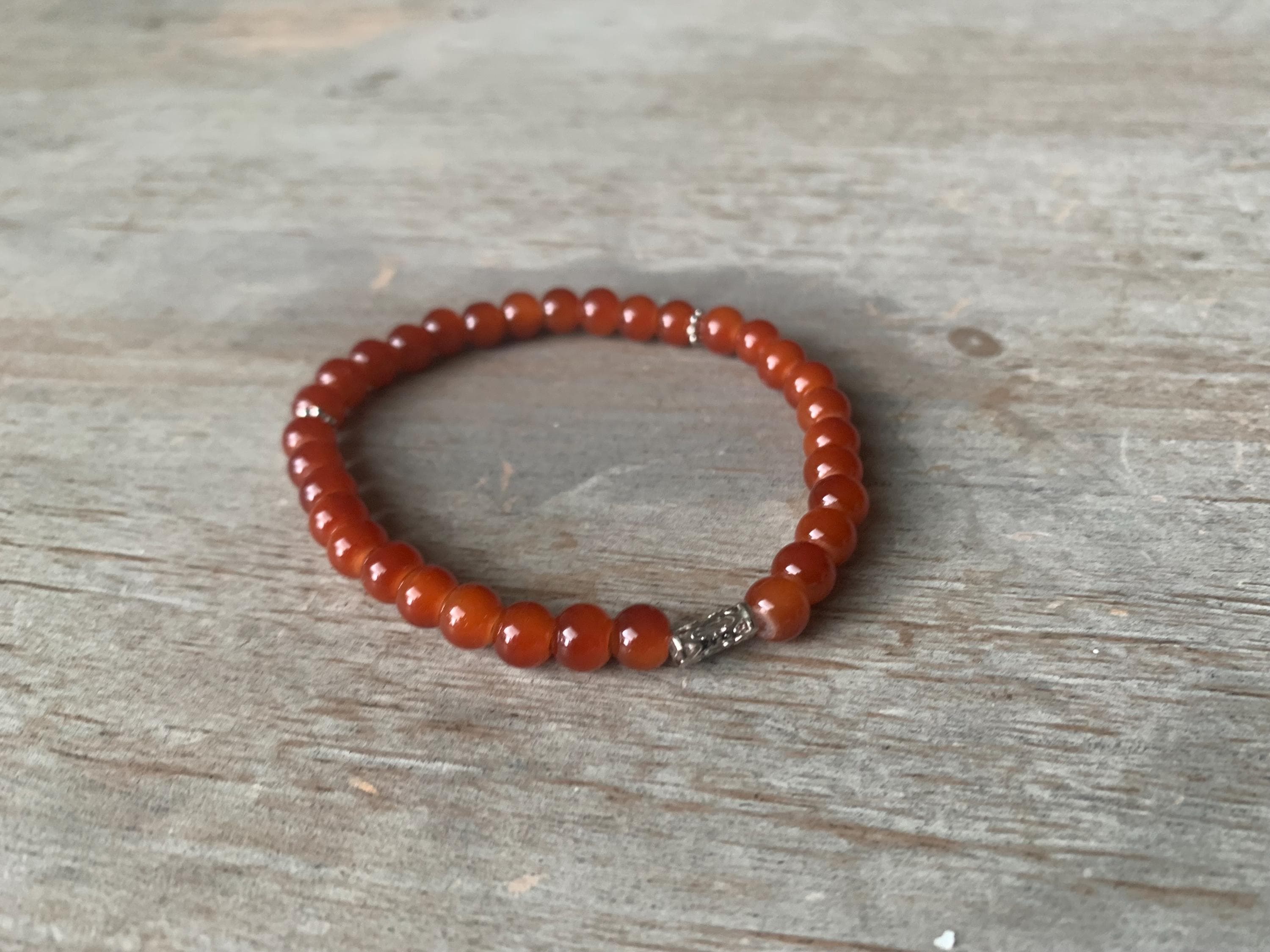 Dark Rust Orange Glass Bead Tasbih Bracelet (33 Beads)