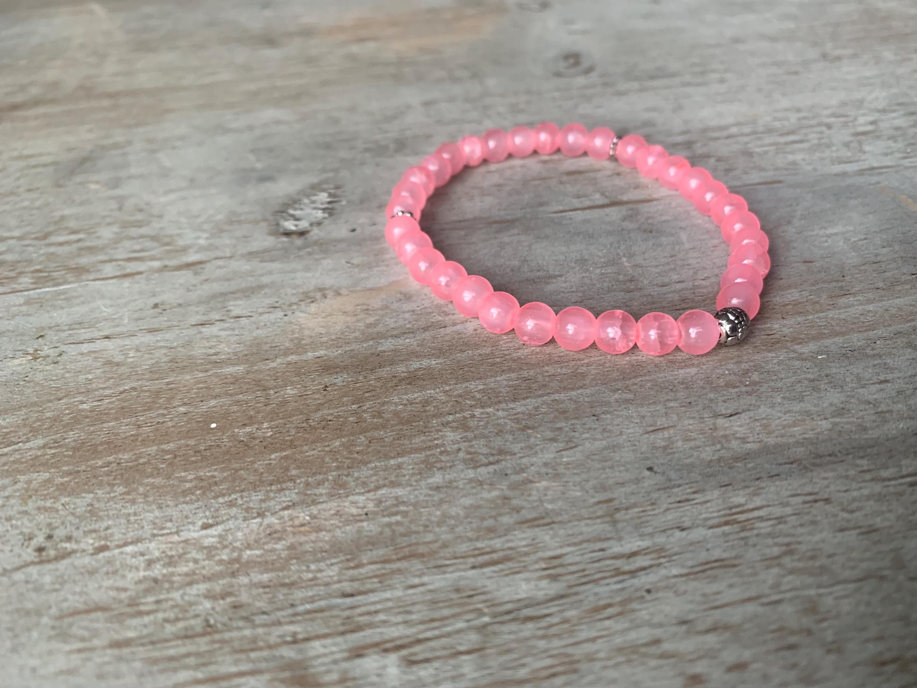 Pink Cracked Glass Bead Tasbih Bracelet (33 Beads) - image 3