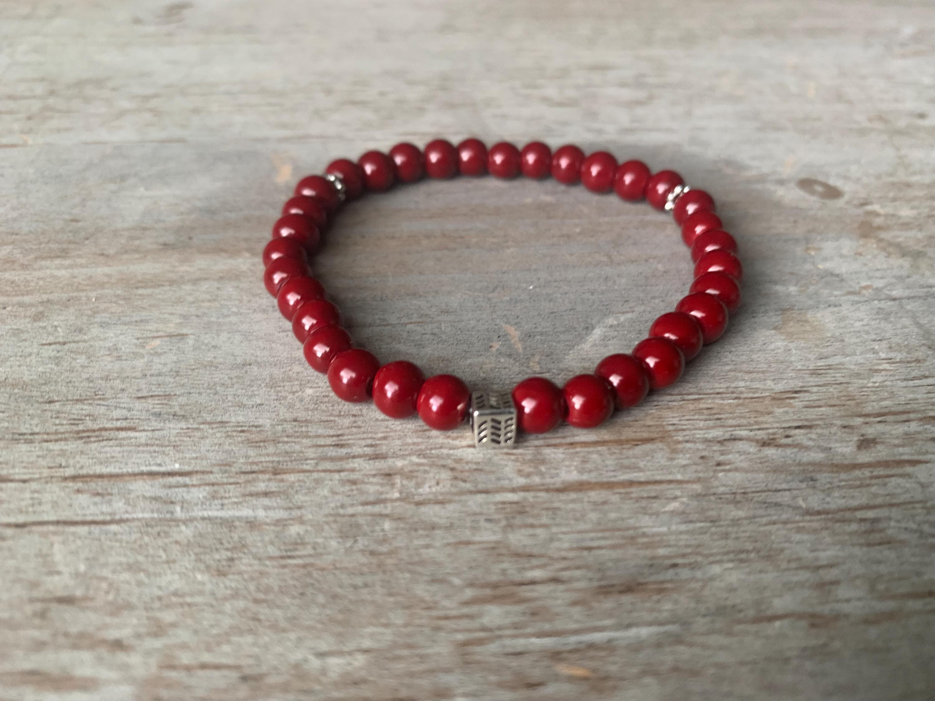 Dark Red Glass Bead Tasbih Bracelet (33 Beads) - image 3