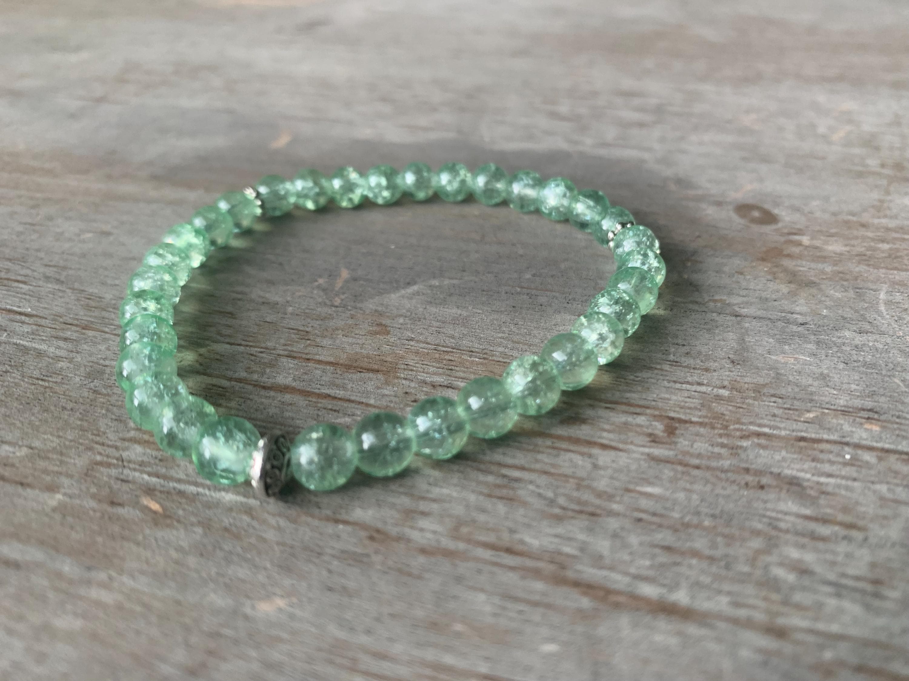 Light Green Cracked Glass Bead Tasbih Bracelet (33 Beads) - image 5