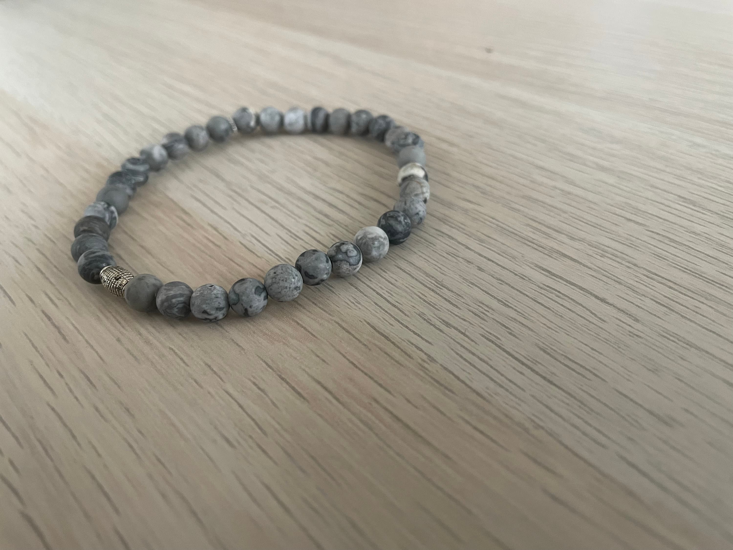 Matte Map Stone Picasso Jasper Tasbih Bracelet (33 Beads) - image 4