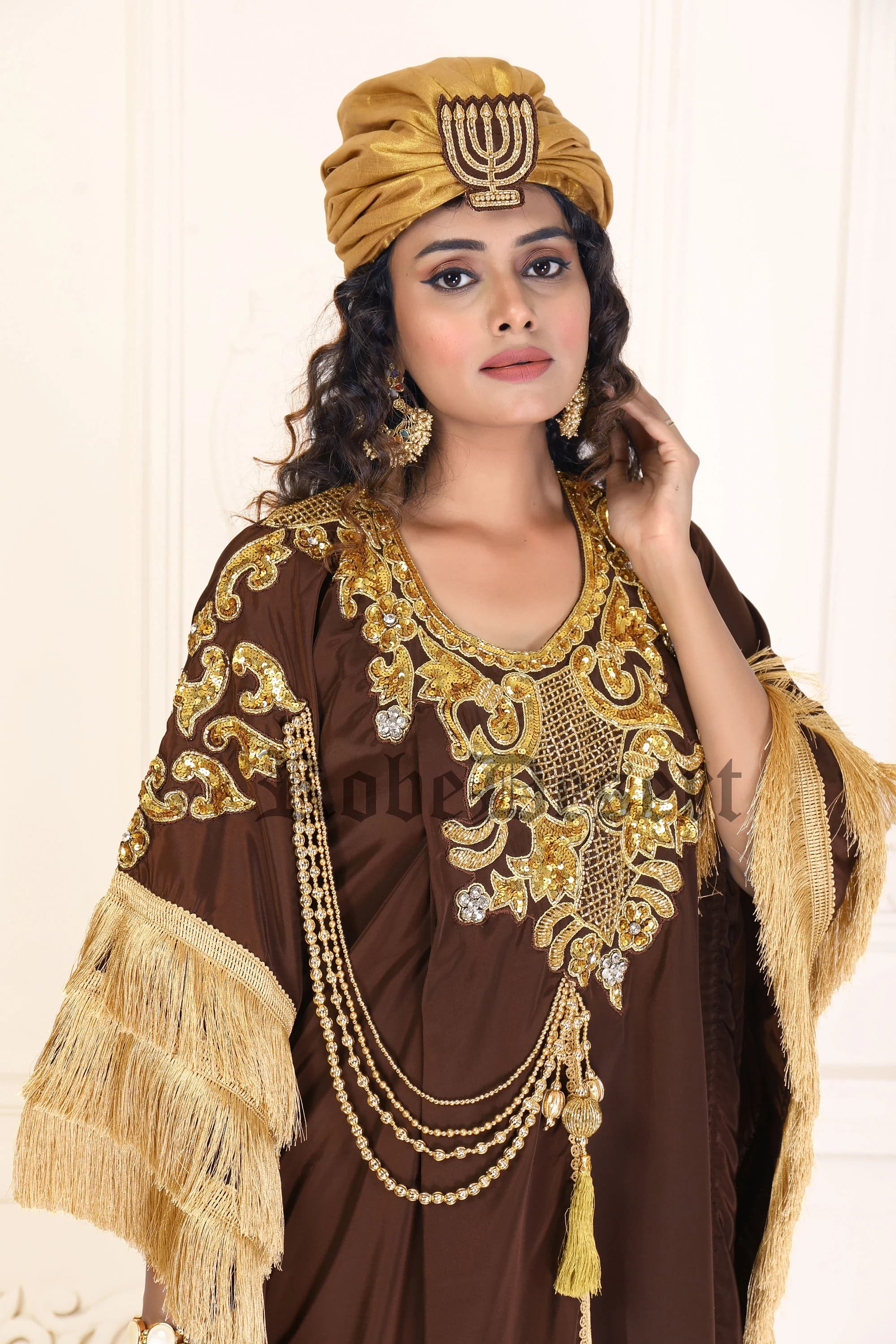 Embroidered Brown Kaftan Dress: Islamic Wedding Gown - image 5