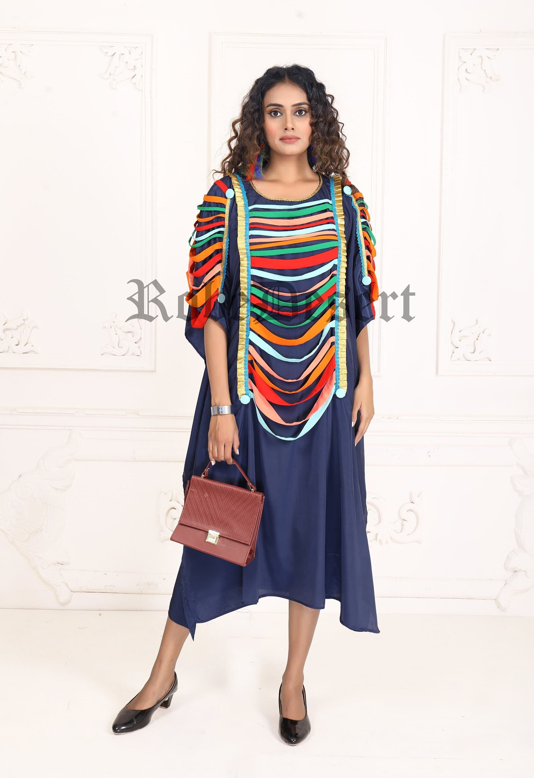Designer Multicolor Maxi Caftan: Women's Beachwear Cover-Up