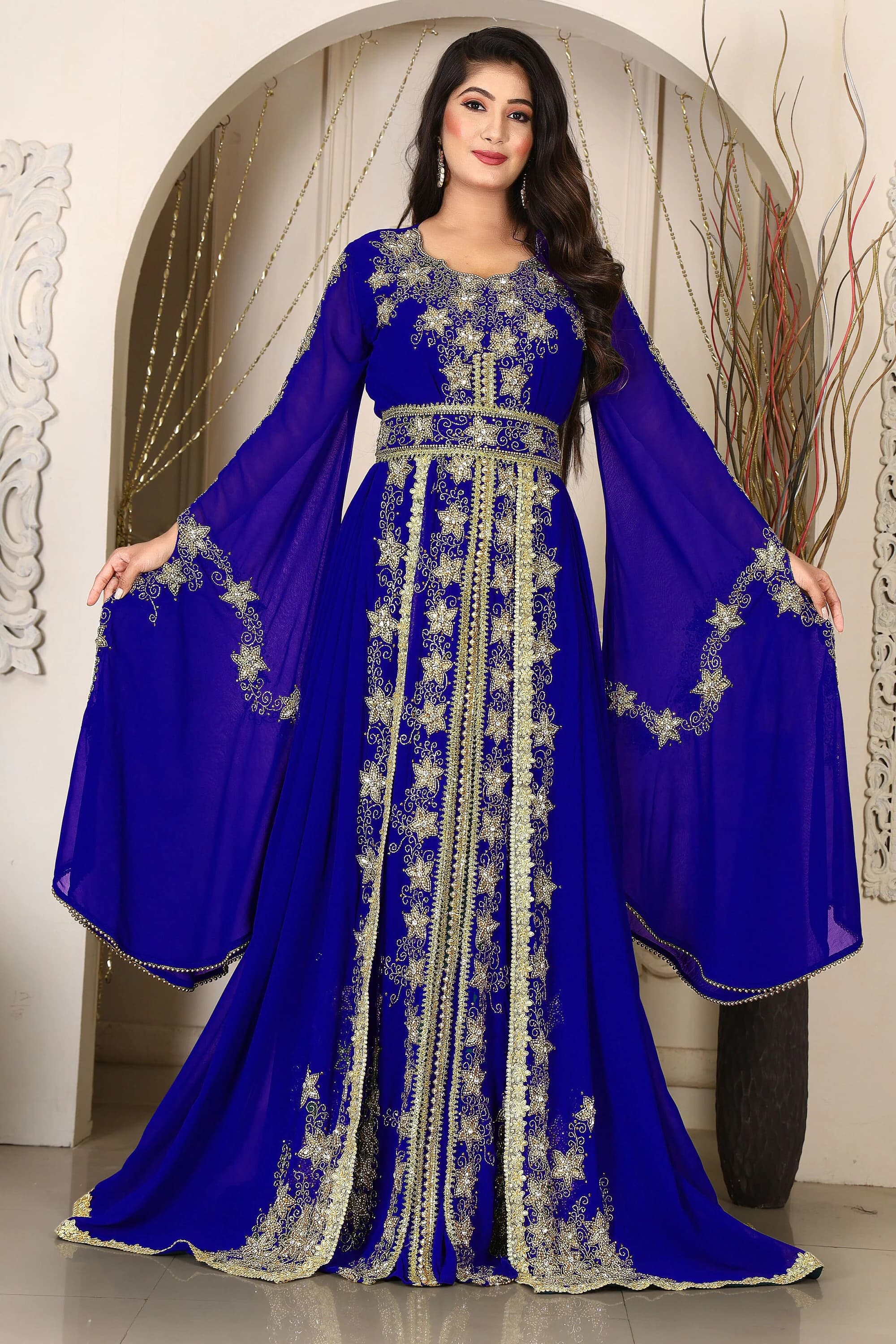 Wedding Hand Beaded Moroccan Kaftan: Dubai Wedding Takchita Gown