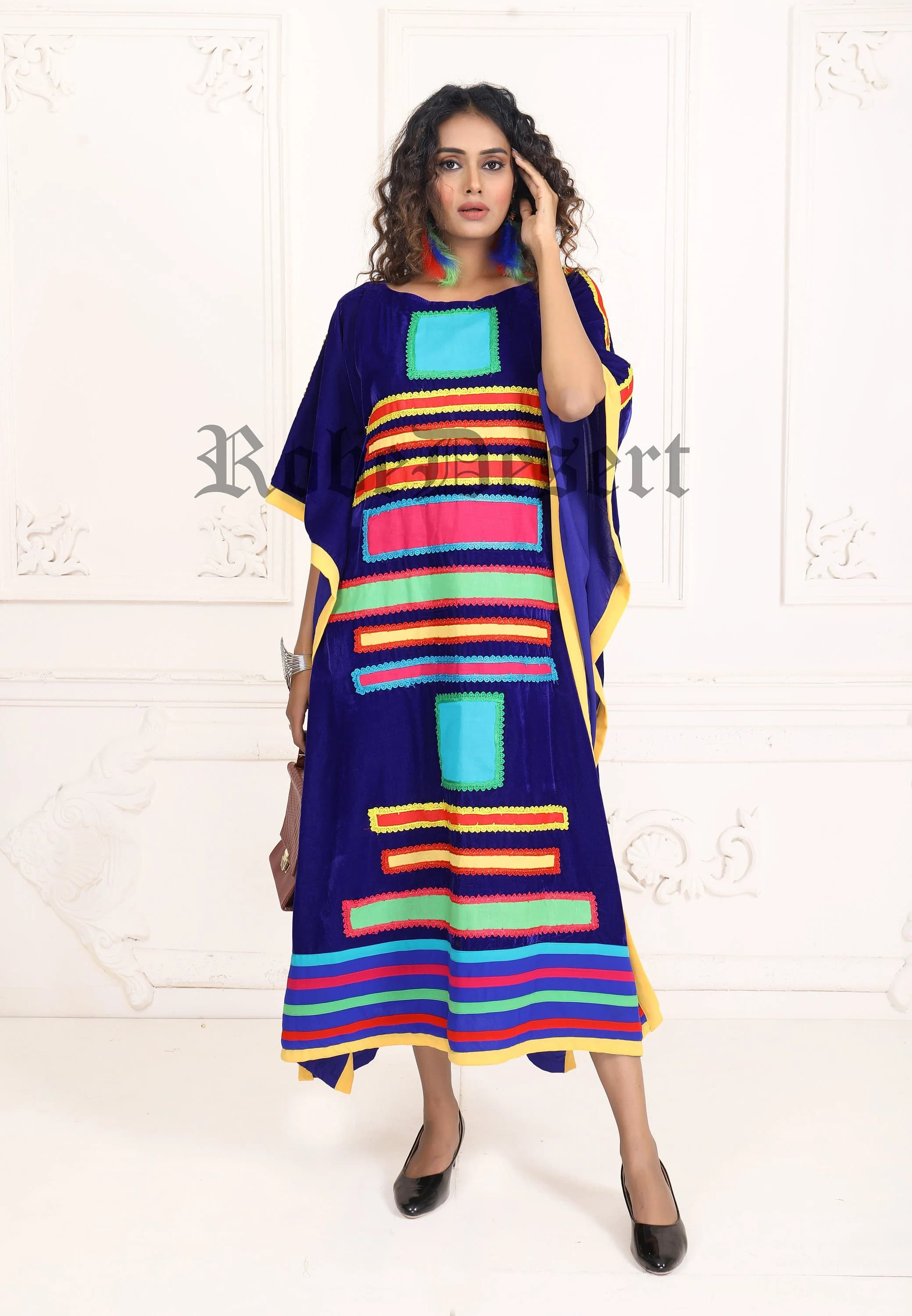 Designer Multicolor Caftan: Women's Maxi Beachwear Cover-Up