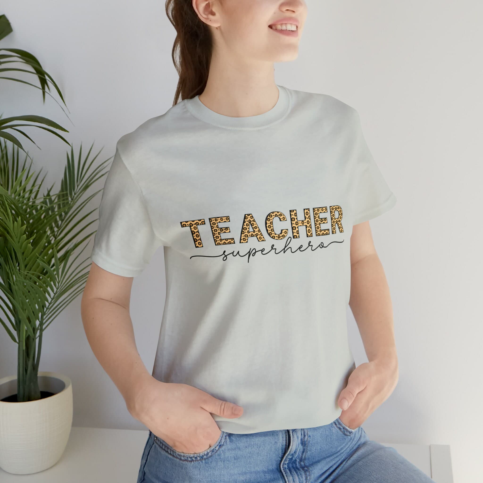 Leopard Print Teacher Superhero T-Shirt - image 4
