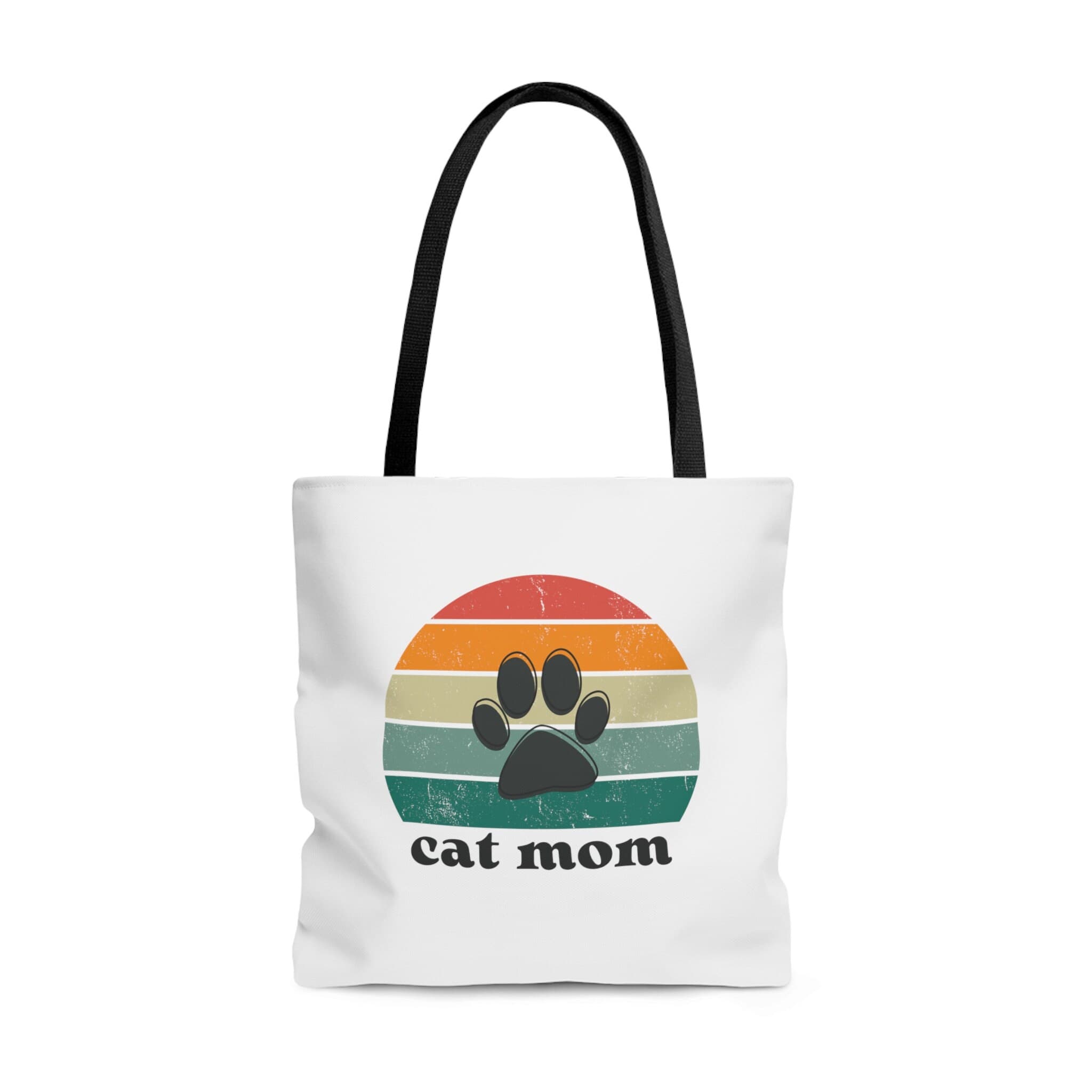 Retro Cat Mom Tote Bag: Polyester with Black Handles - image 3