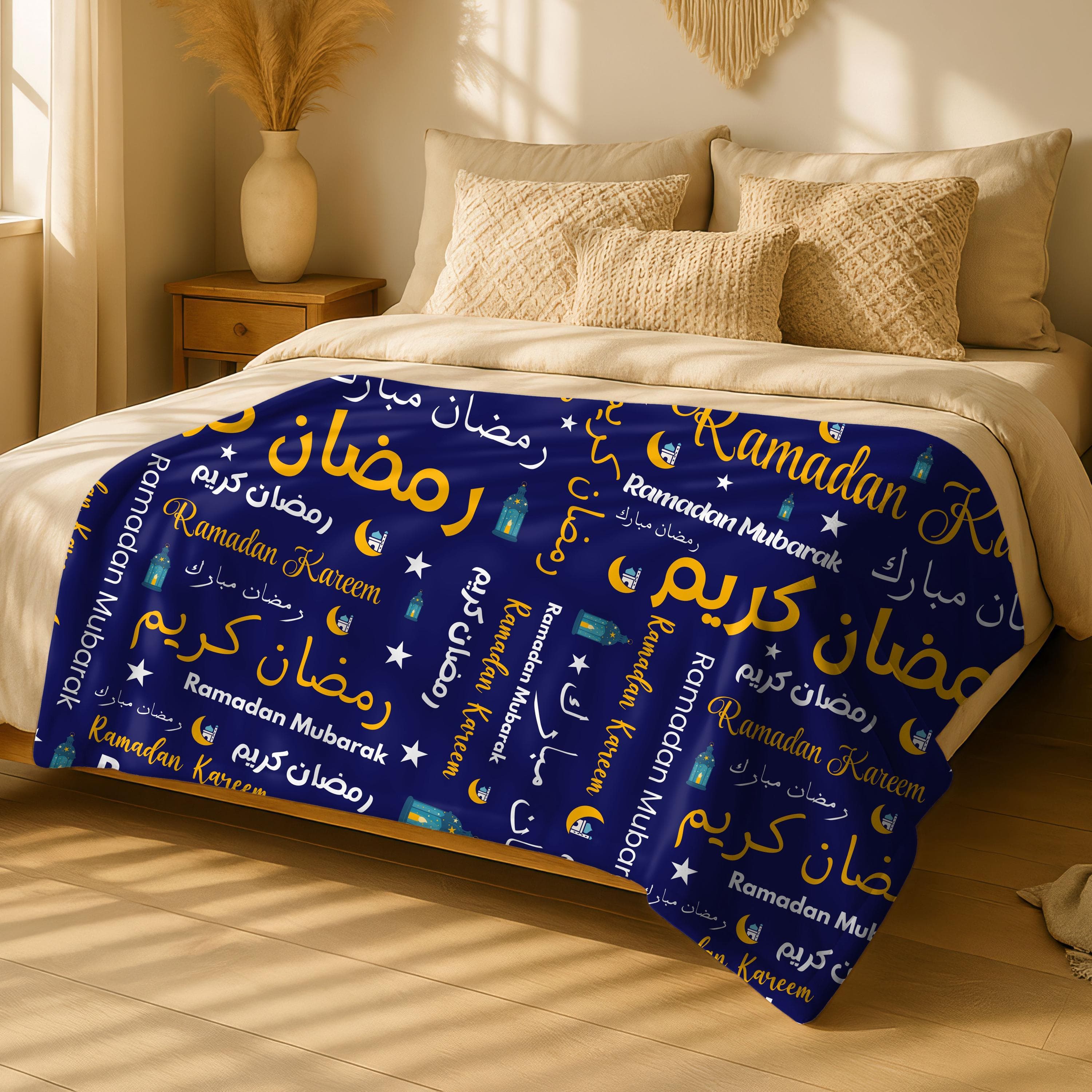 Ramadan Mubarak Plush Blanket | Arabic English Ramadan Gift | Cozy Home Decor - image 4