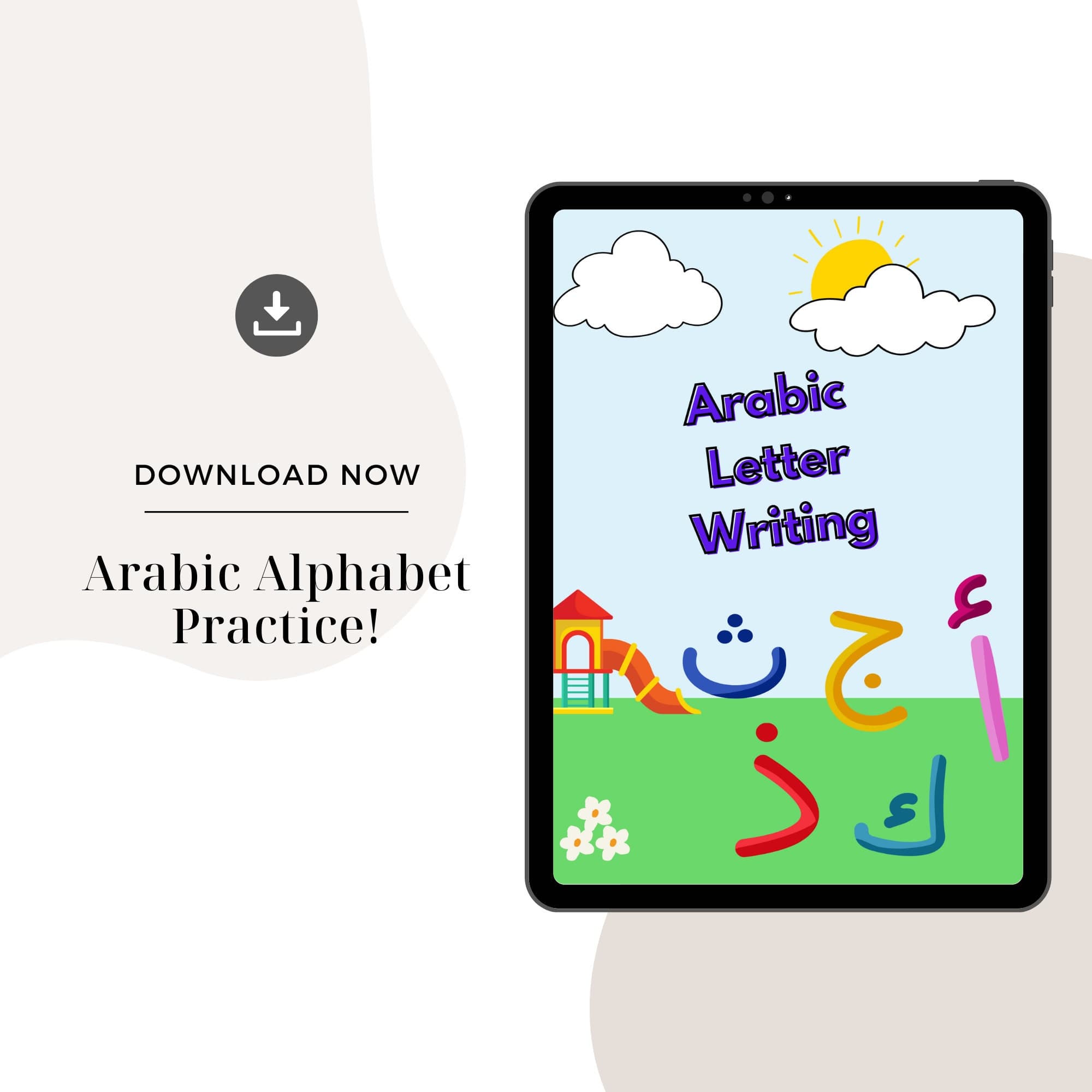 Arabic Alphabet Writing Practice Worksheet (Digital Download)