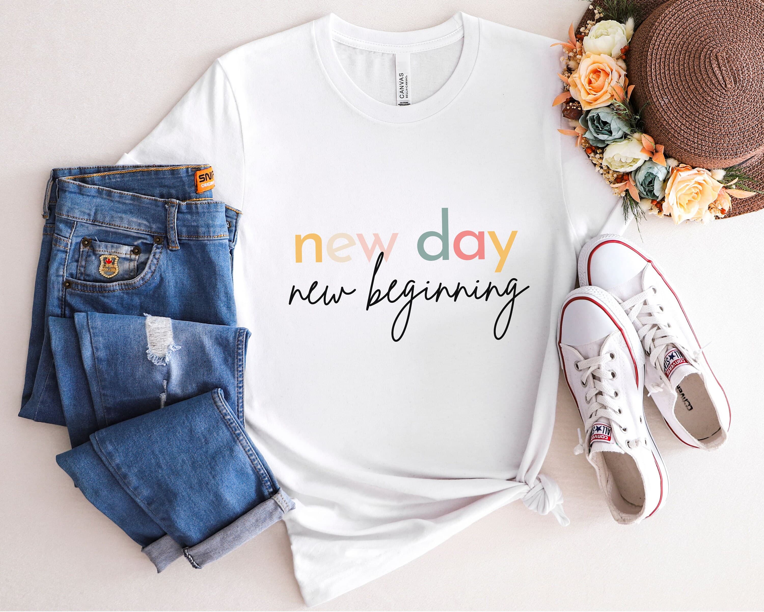 New Day New Beginning Shirt - Retro Inspirational Tee - image 3