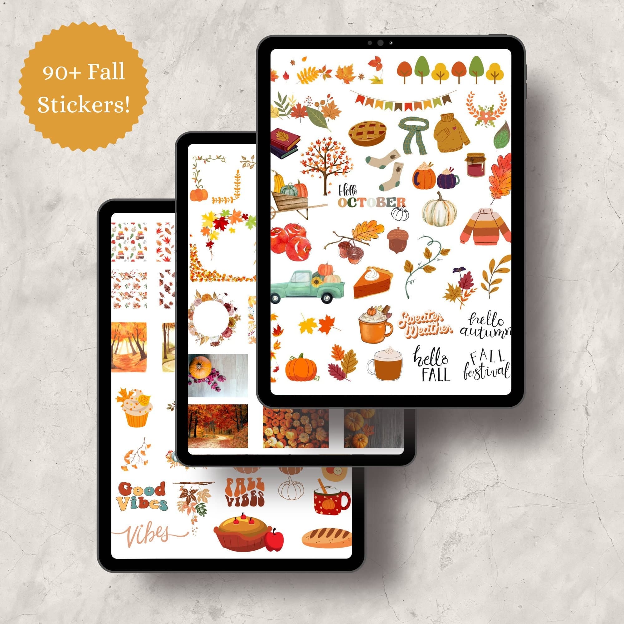 Fall Digital Stickers, Goodnotes Planner Stickers (90+)