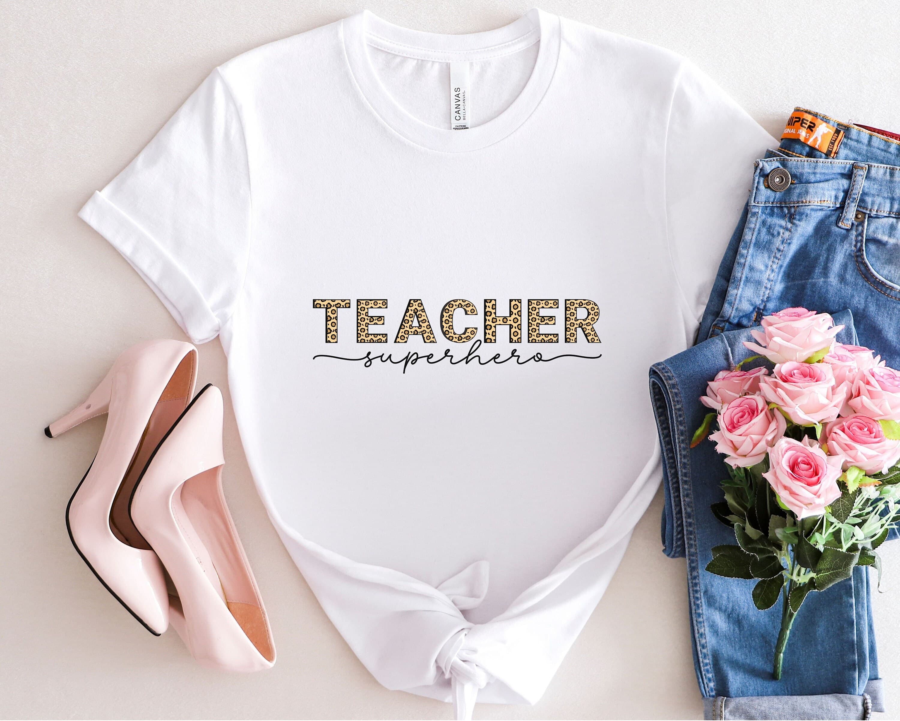 Leopard Print Teacher Superhero T-Shirt