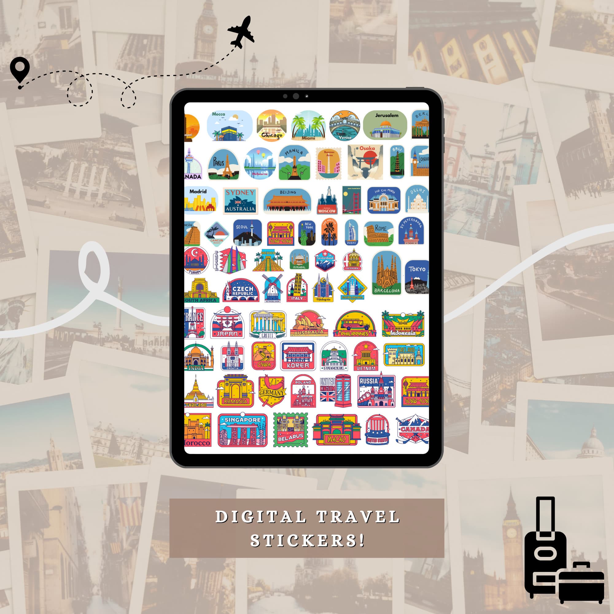 Travel Planner Digital Stickers Bundle for GoodNotes (275+) - image 3