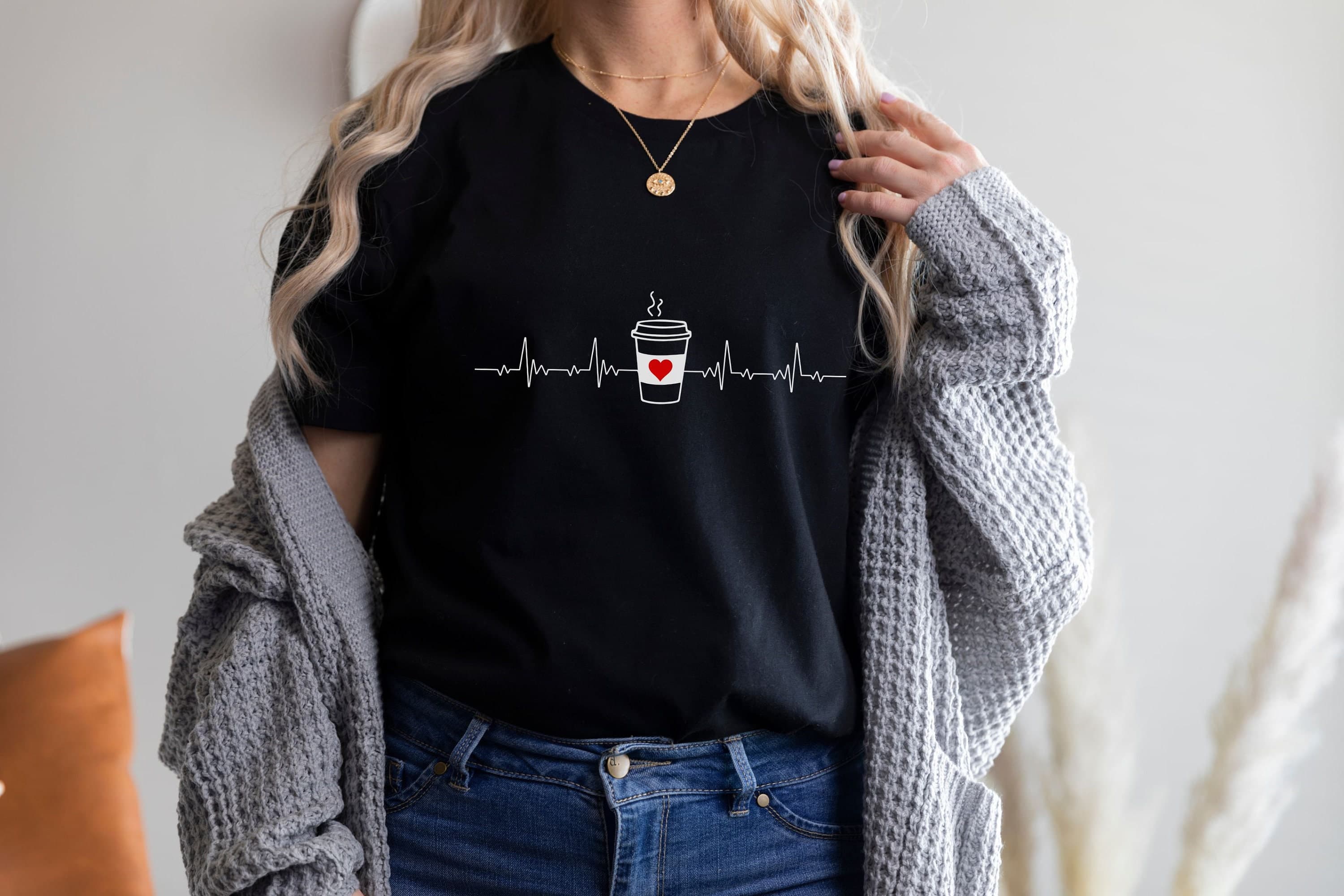 Coffee Heartbeat Graphic Tee, Coffee Lover Gift - image 3