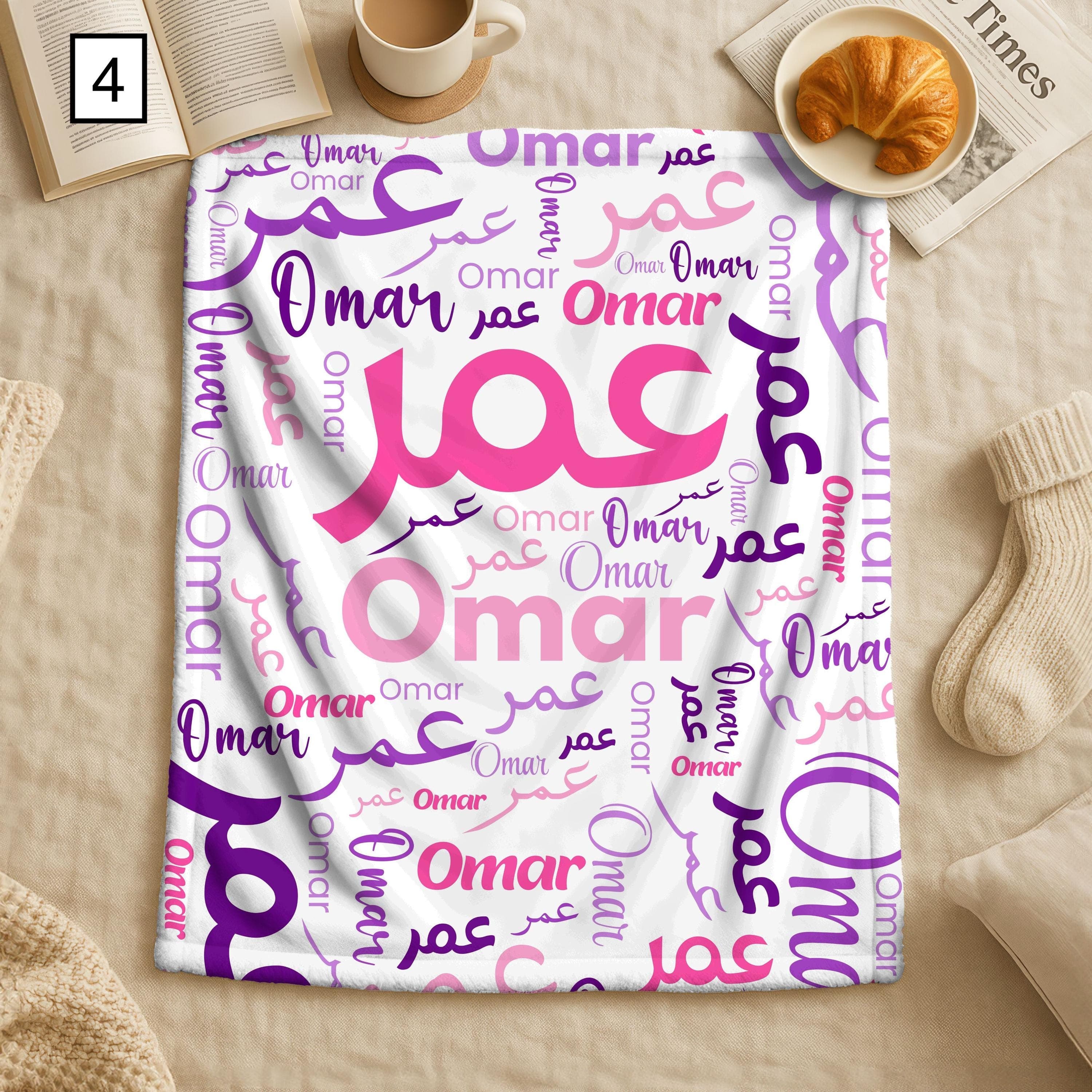 Custom Arabic & English Name kids Blanket | Personalized newborn baby blanket - image 5