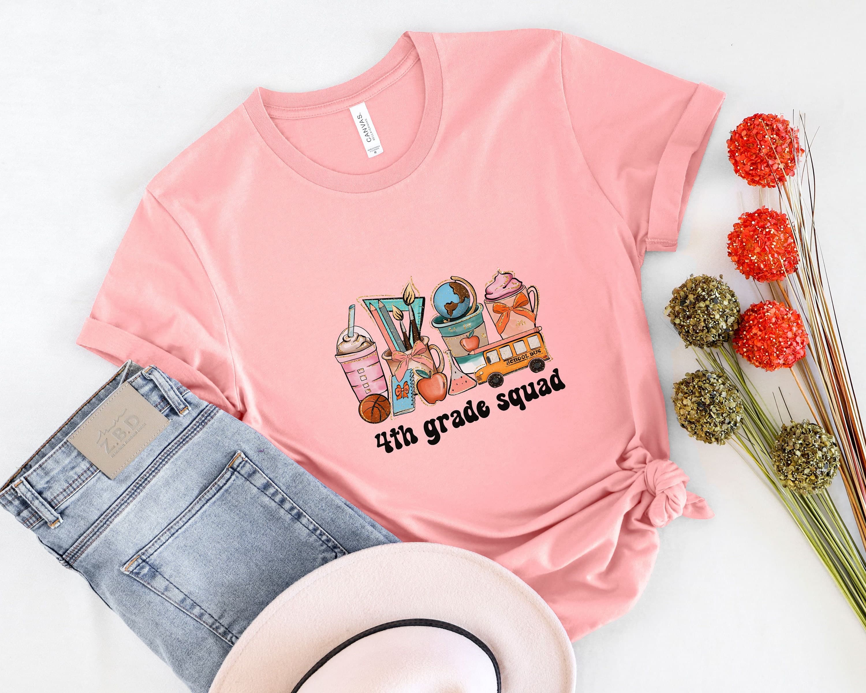 4th Grade Teacher Squad Shirt, Retro Back To School Tee - image 3