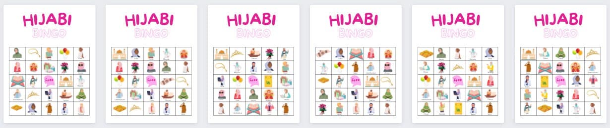 Hijabi Bingo Game: Muslim Girl Party Activity (PDF Download) - image 3