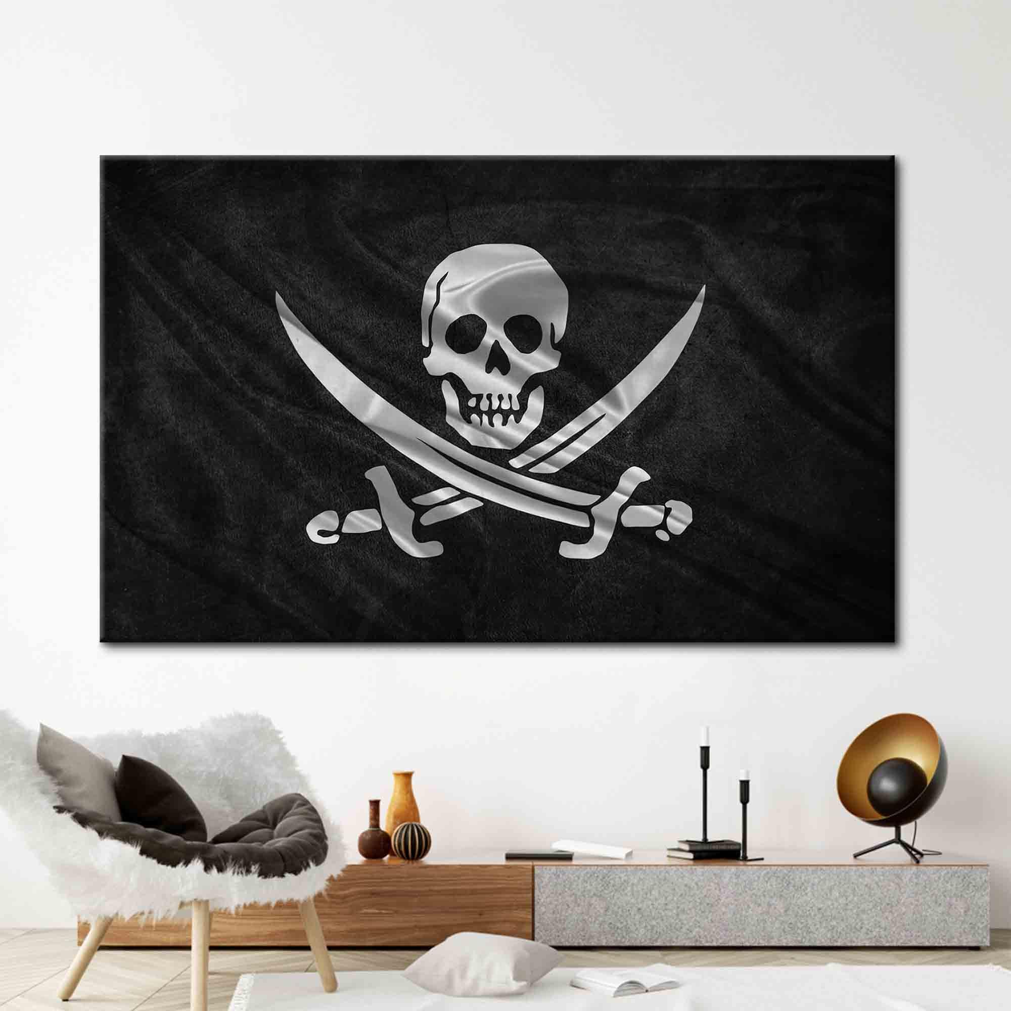 Pirate Flag Canvas Art: Jolly Roger Skull & Swords Print