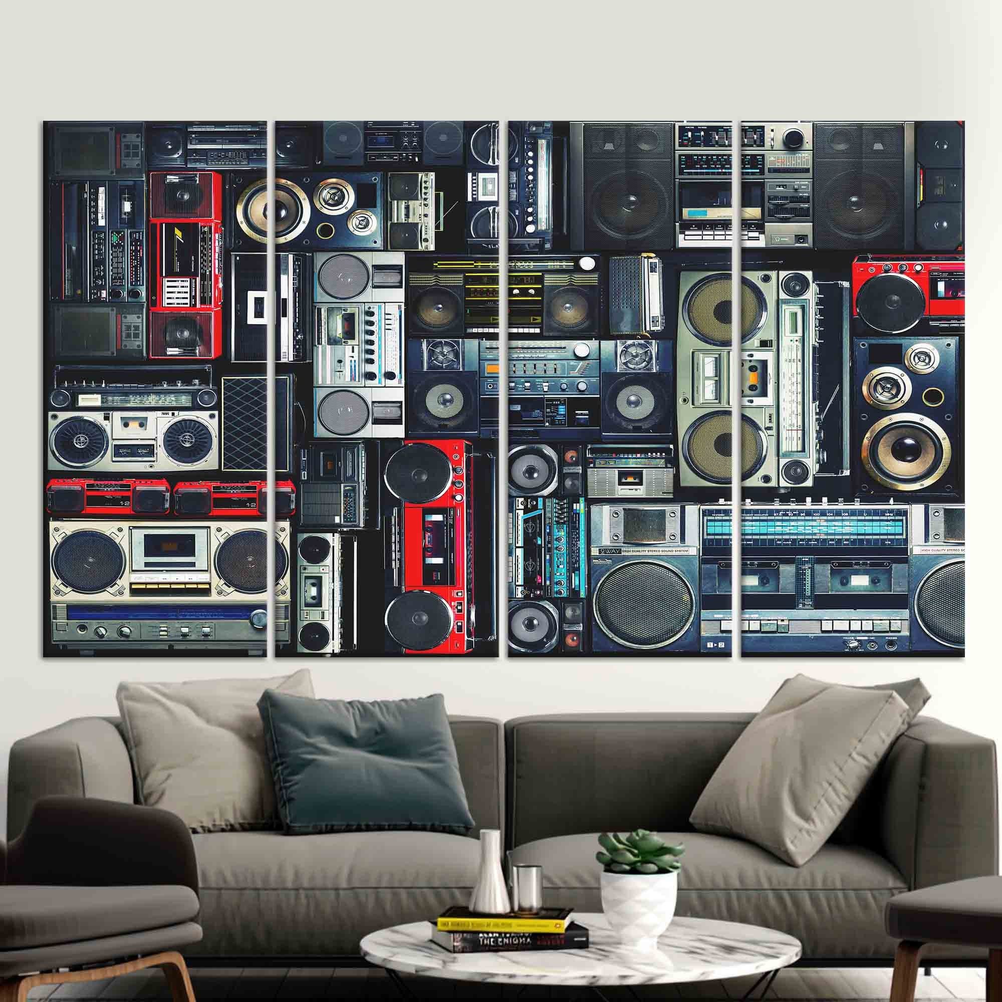 Boombox Canvas Print: Vintage Radio Collage, Music Room Wall Art - image 4