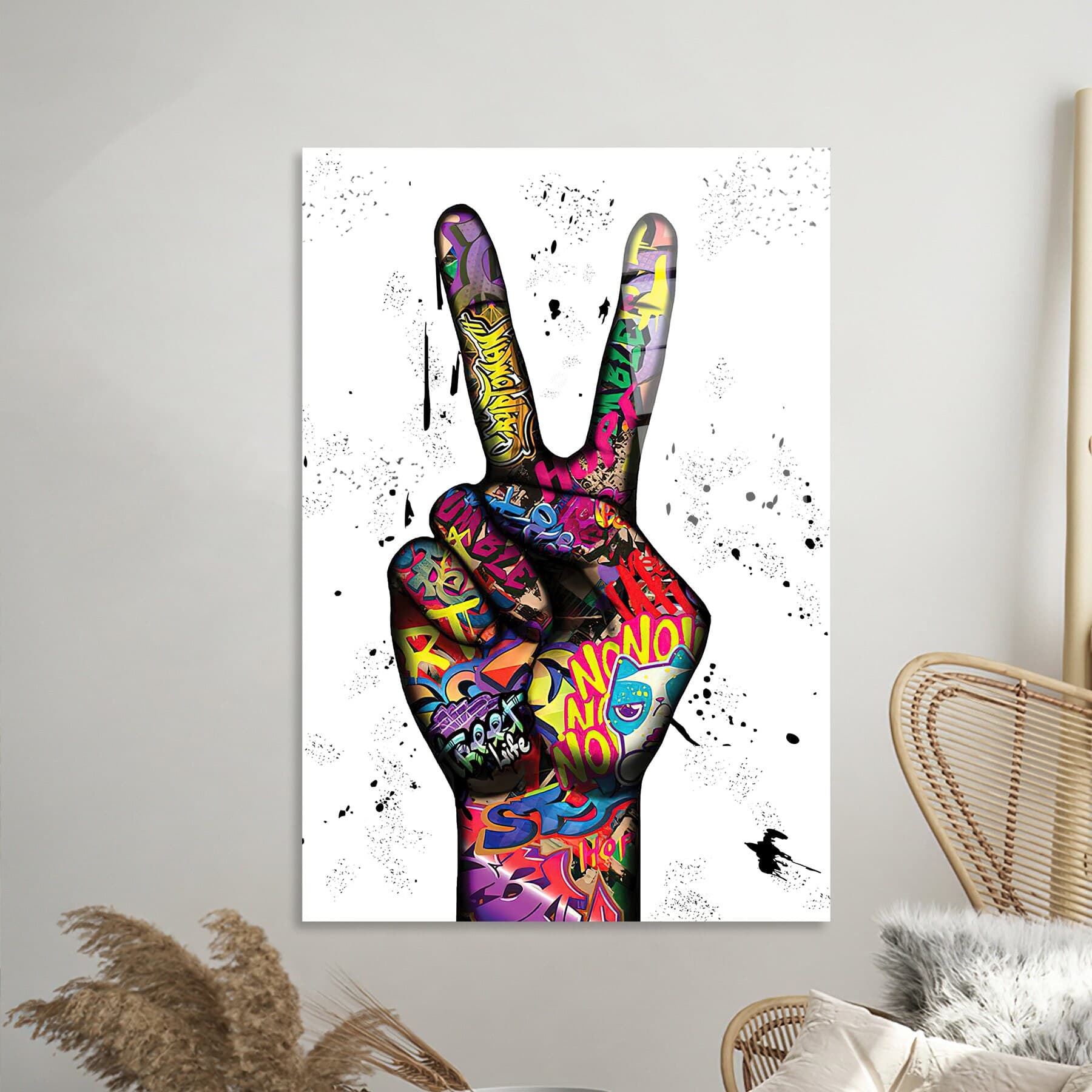 Peace Sign Graffiti Canvas Art: Modern Abstract Wall Decor - image 4