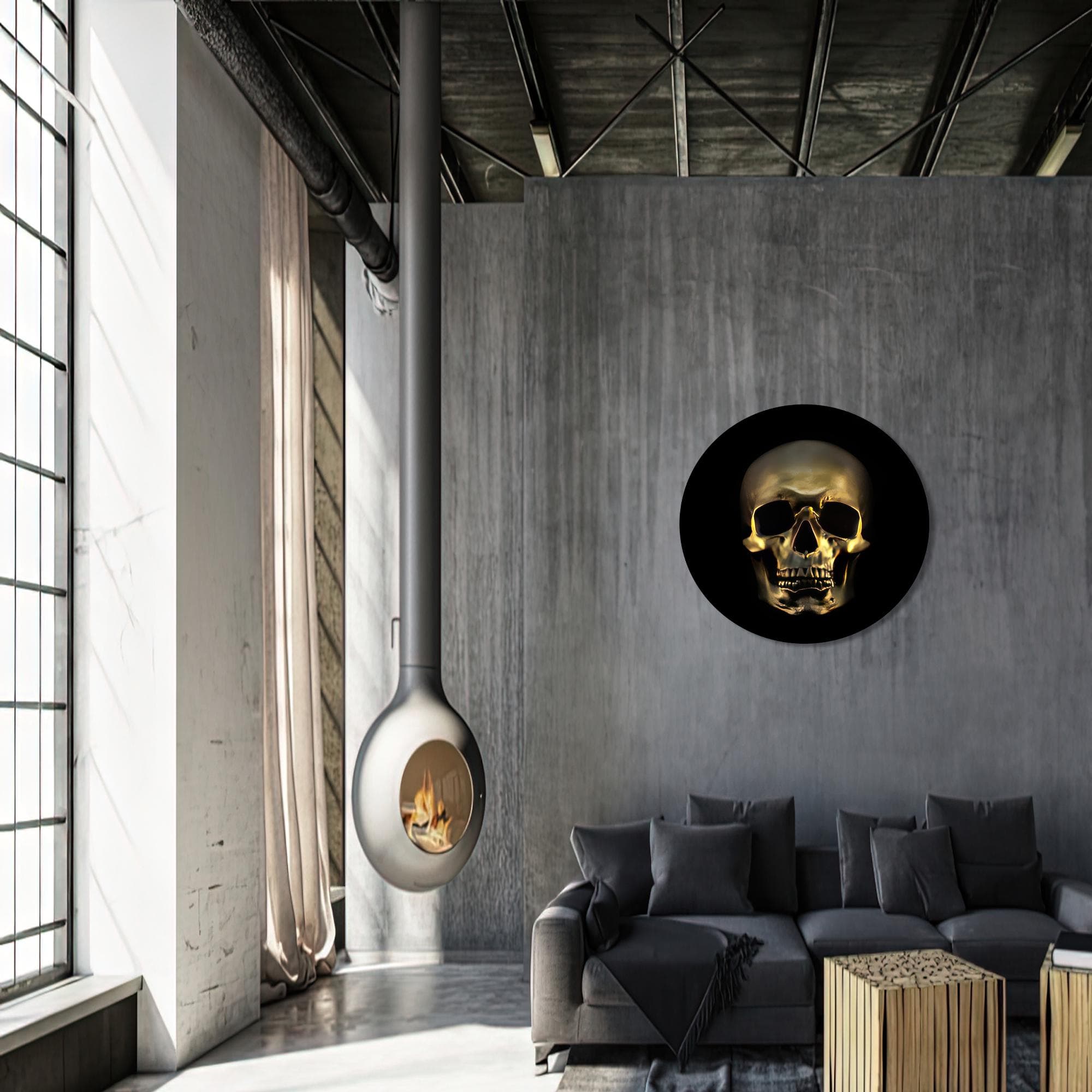 Golden Skull Tempered Glass Wall Art: Modern Boho Decor - image 5