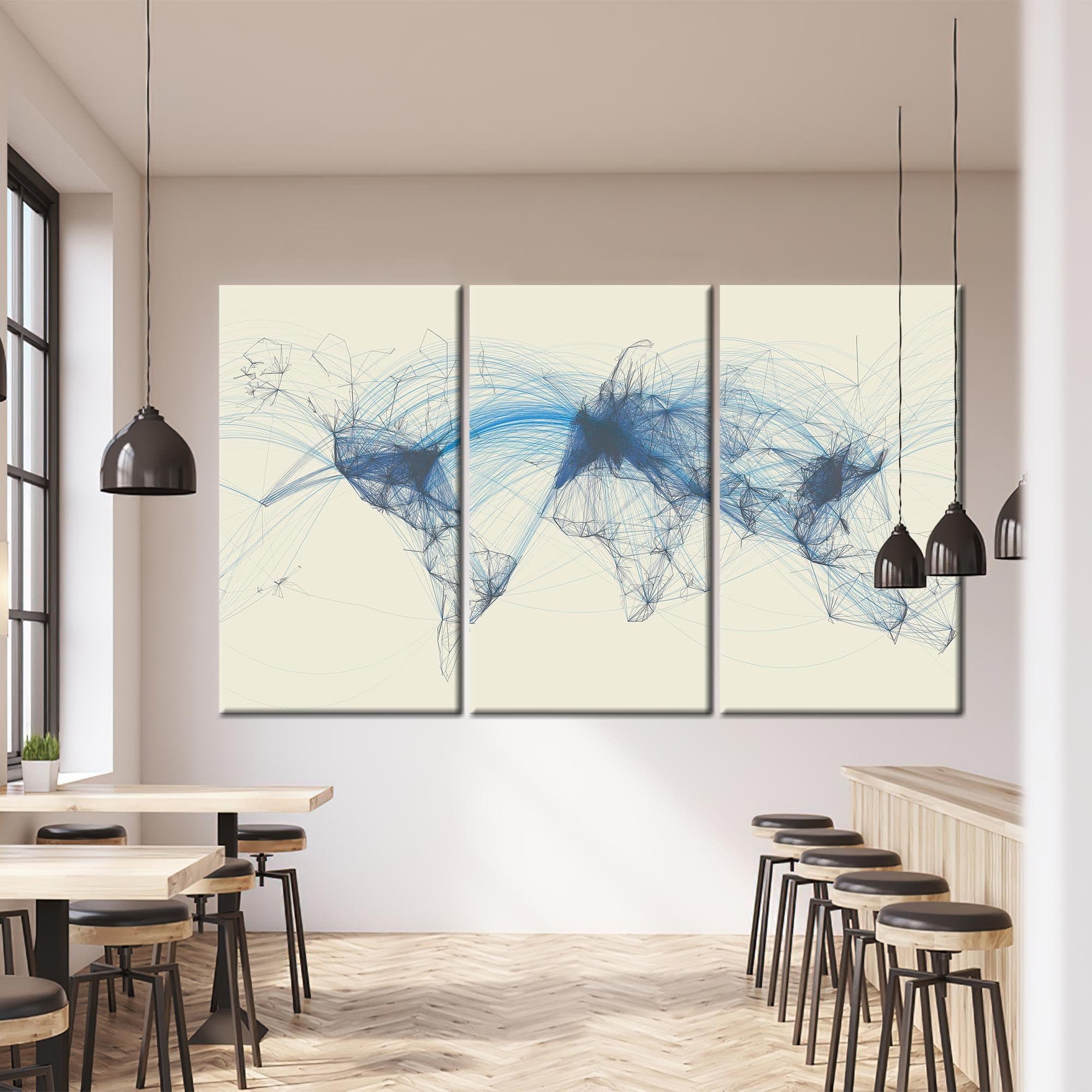 Air Traffic World Map Canvas Print: 3D Aviation Art, Office Decor - image 4