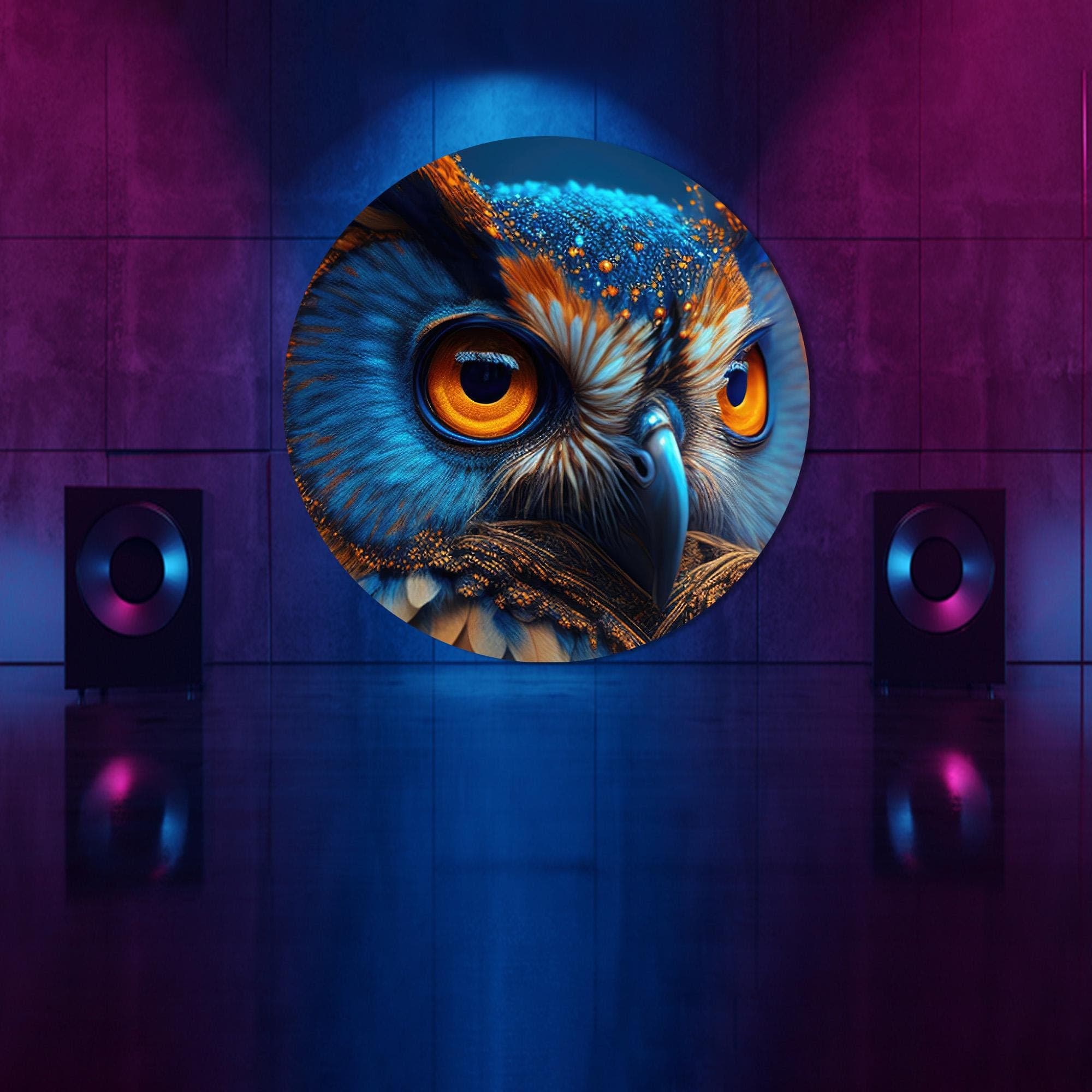 Personalized Gift For Dad, Animal Wall Decor, Owl Art Decor, Blue Wall Decor, Owl Glass Printing, Modern Wall Decor, Owl Wall Art, - image 5