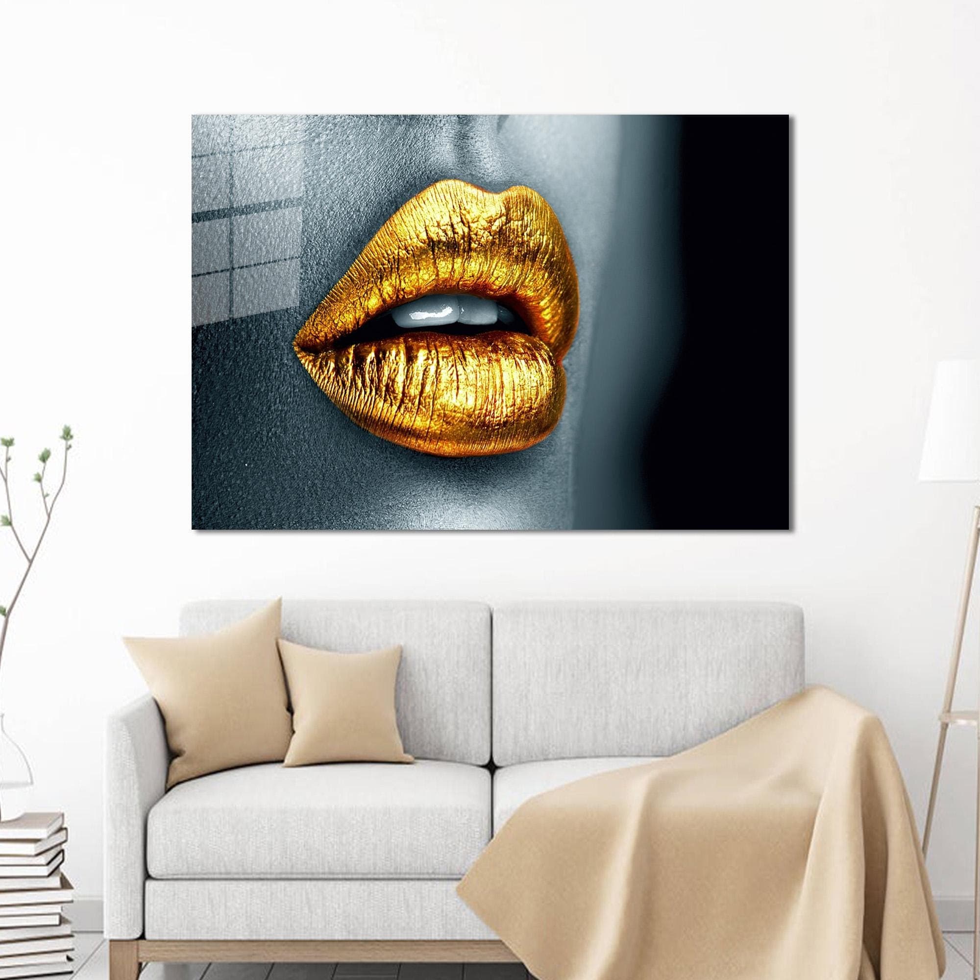 Gold Lipstick Canvas Wall Art: Modern Home Decor - image 3