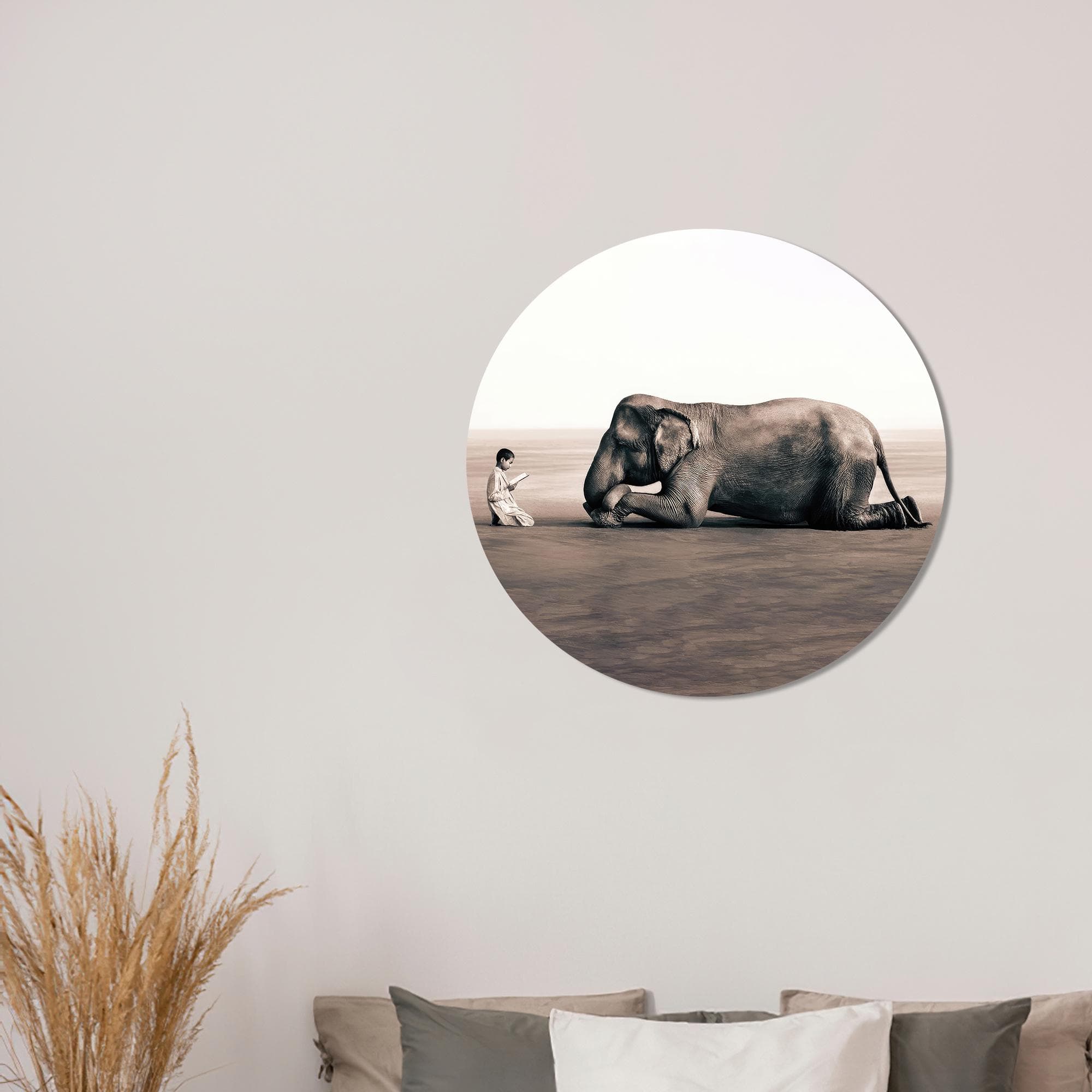 Elephant & Boy Reading Canvas Wall Art: Surreal Modern Decor - image 4