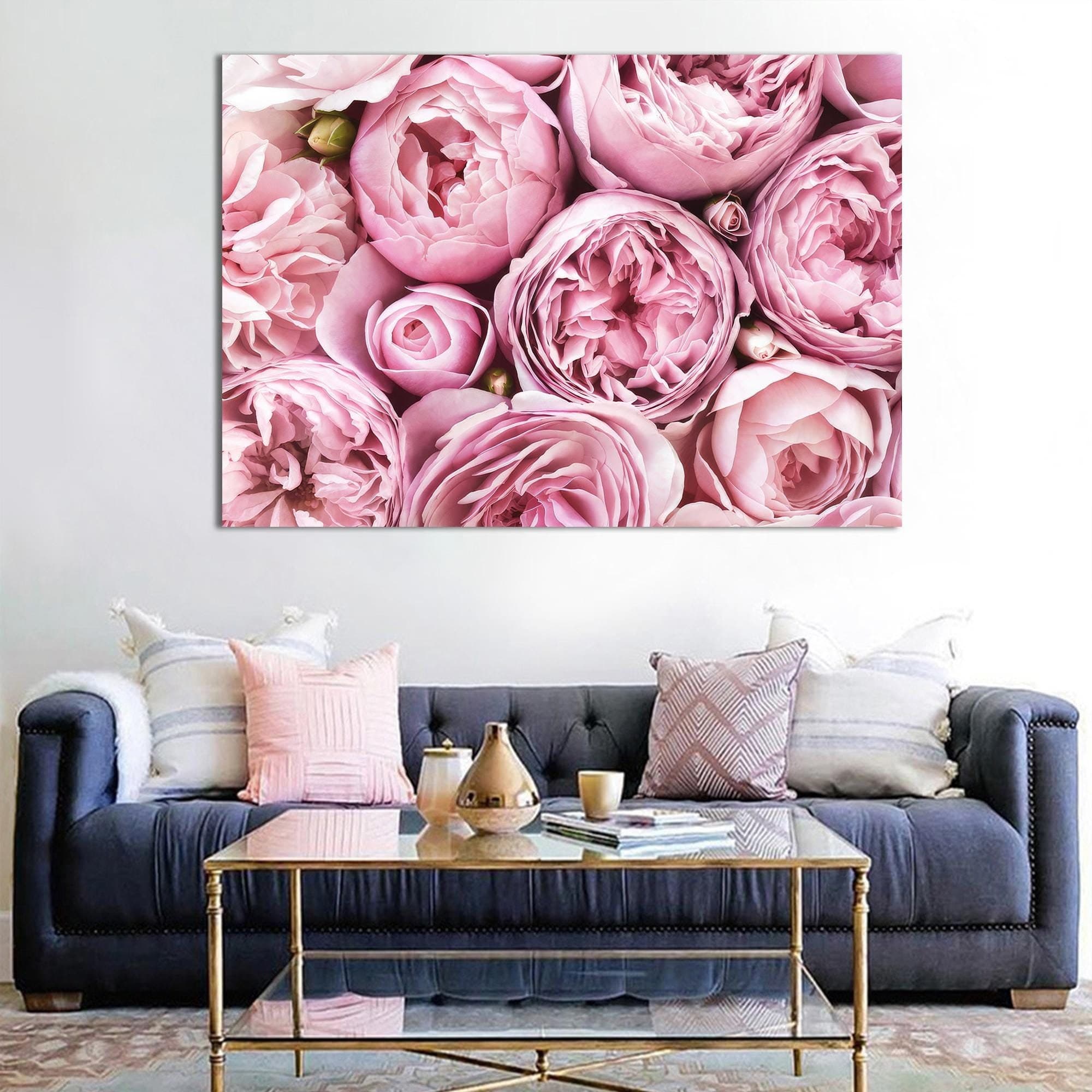 Pink Floral Canvas Art: Modern Botanical Wall Decor