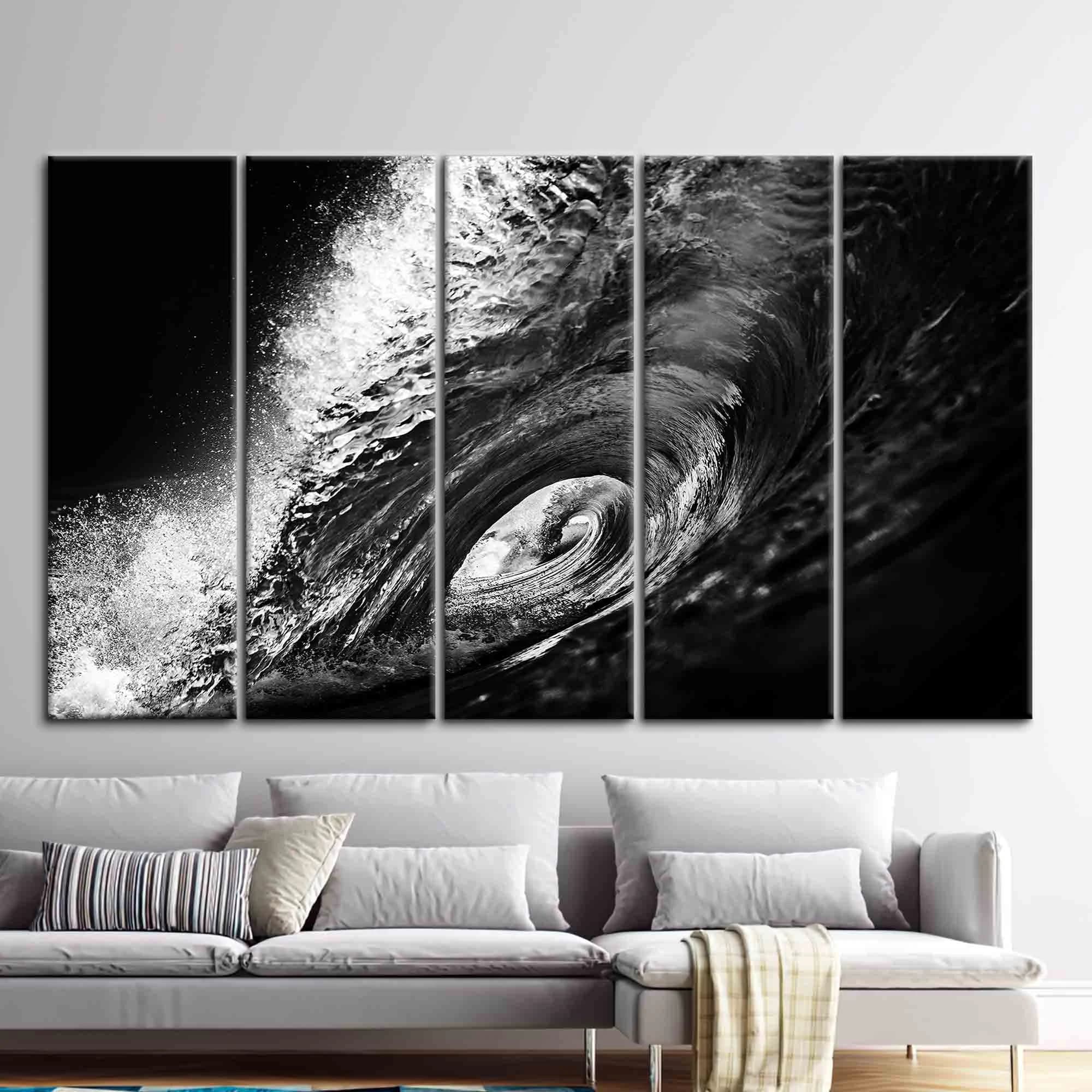 Black and White Wave Canvas Art: Surf Landscape Wall Decor - image 5