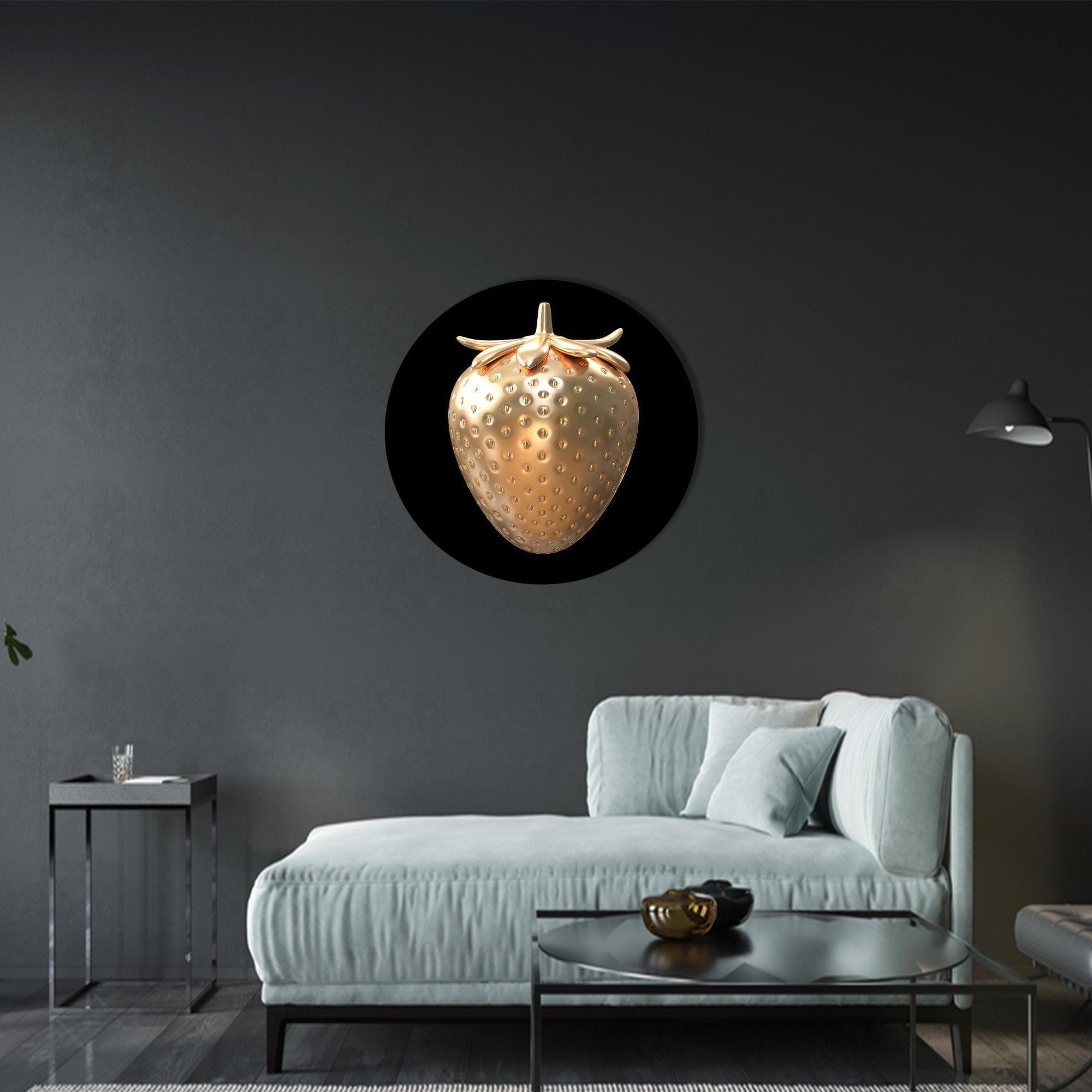 Gold Strawberry Tempered Glass Wall Art: Modern Kitchen Decor - image 4
