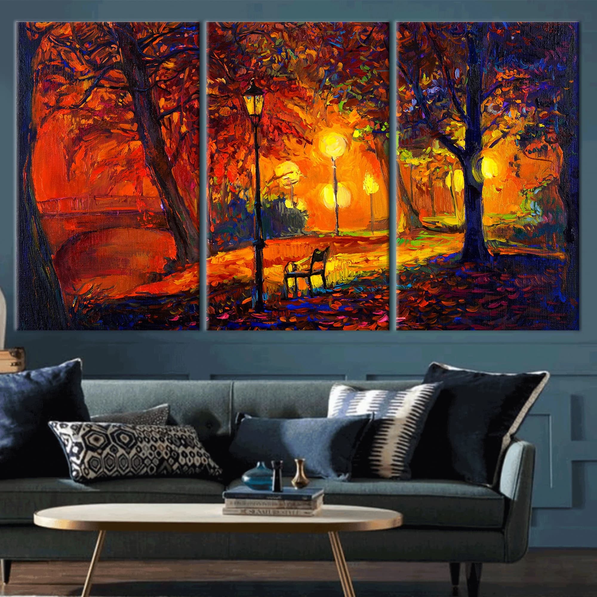 Abstract Night Cityscape Canvas: Colorful Autumn Wall Art - image 5