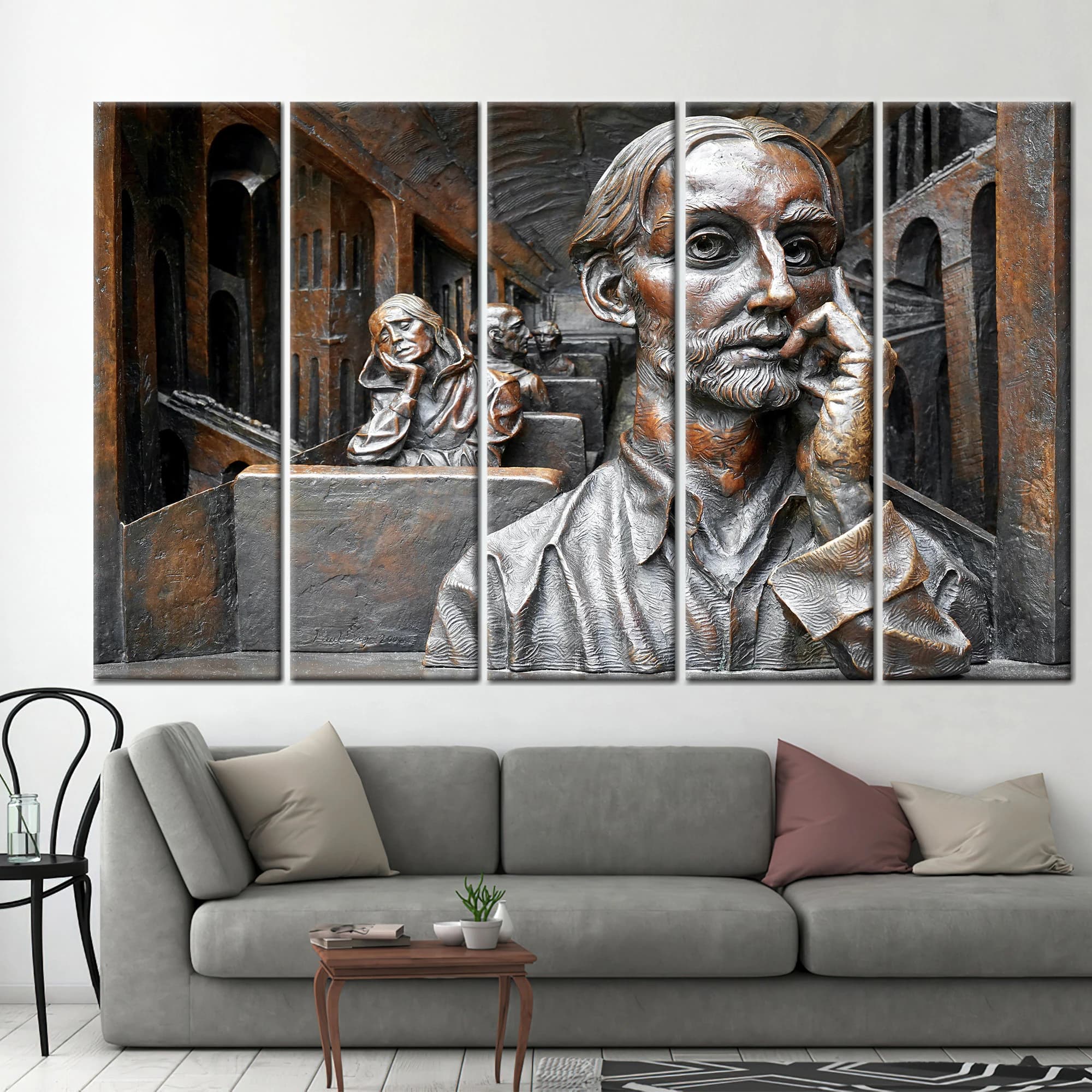 Thinking Man Sculpture Canvas Print: Modern Bronze Wall Art - image 5
