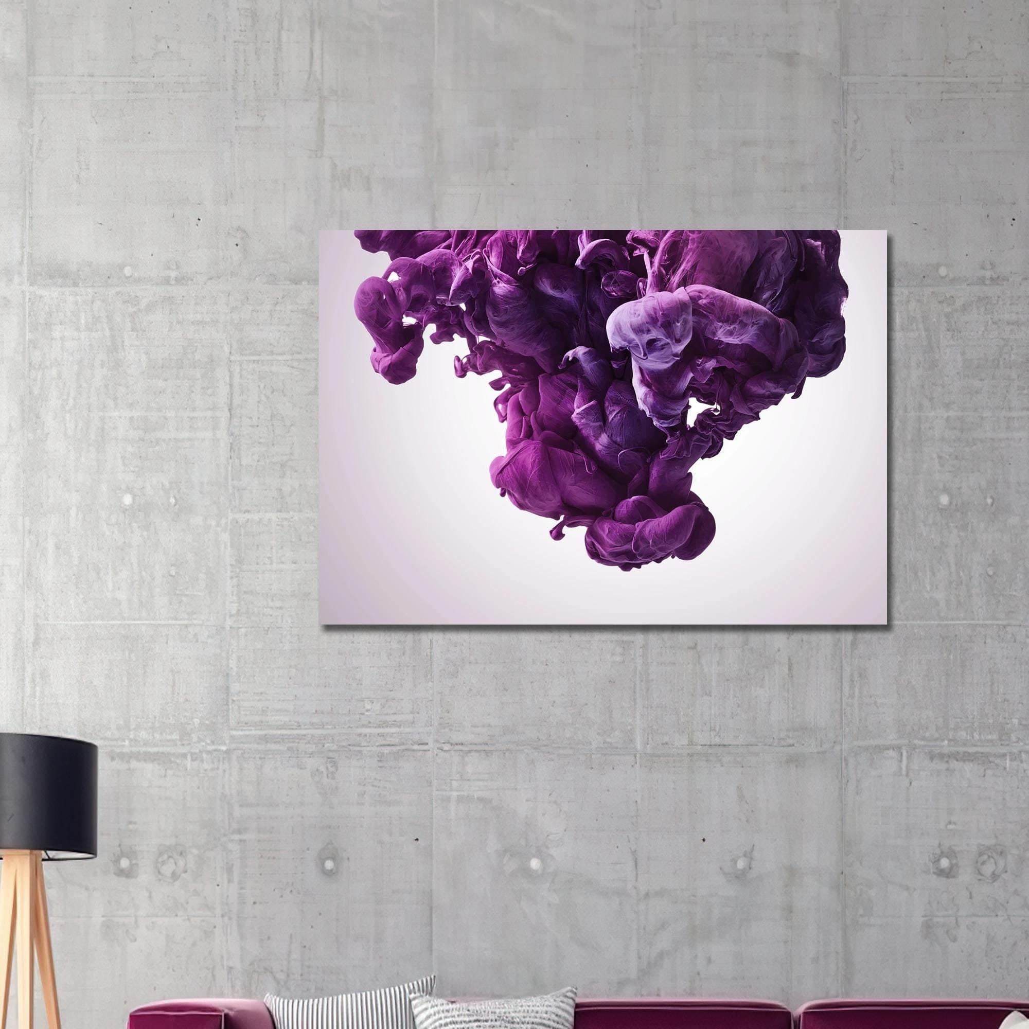 Abstract Purple Ink Cloud Canvas Print: Modern Wall Art Decor