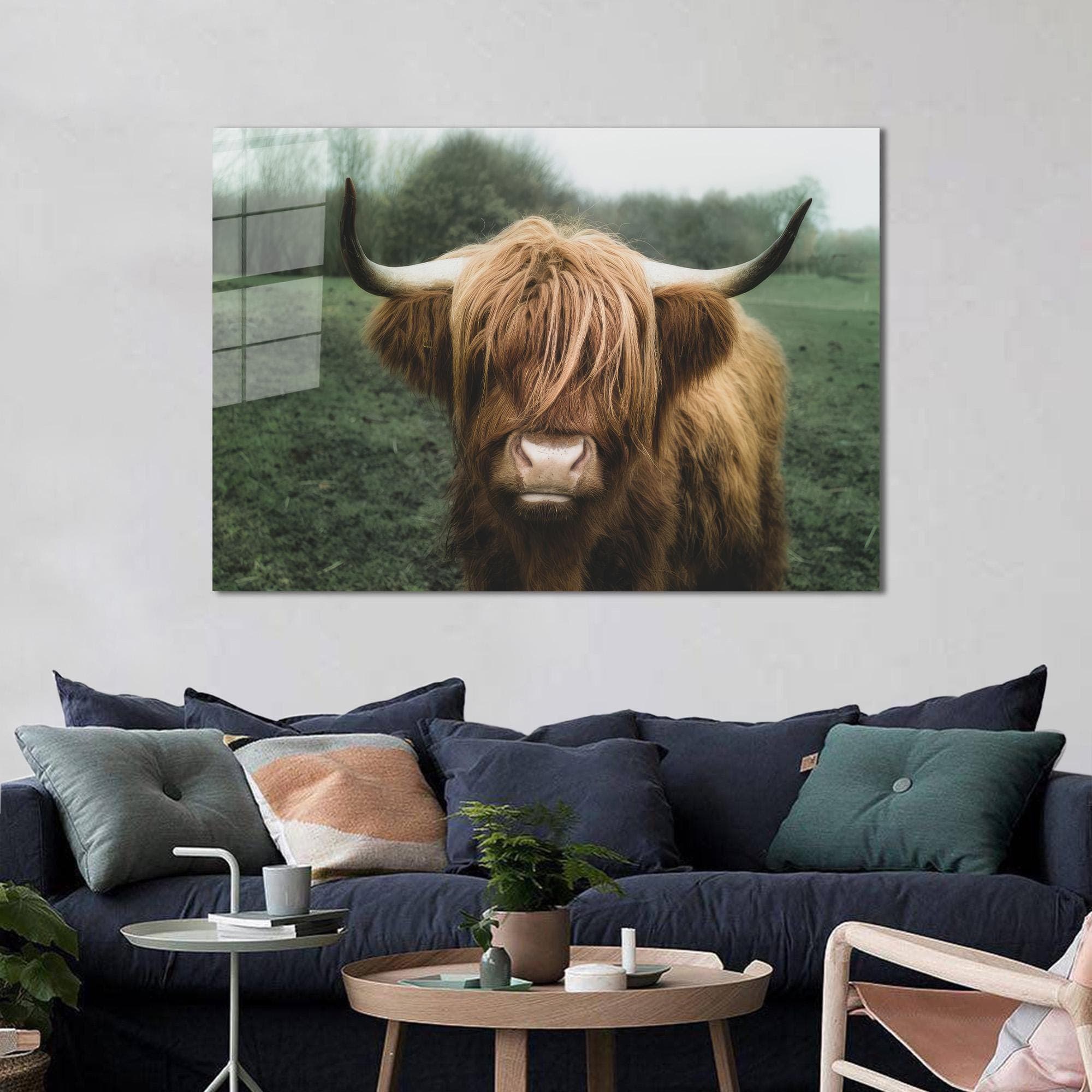 Highland Cow Glass Wall Art: Scottish Animal Decor Gift - image 3