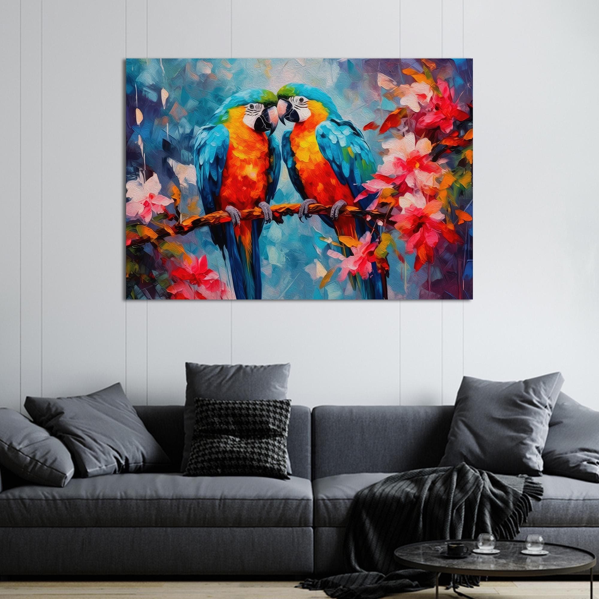Parrot Couple Canvas Art: Tropical Bird Print, Home Decor - image 3