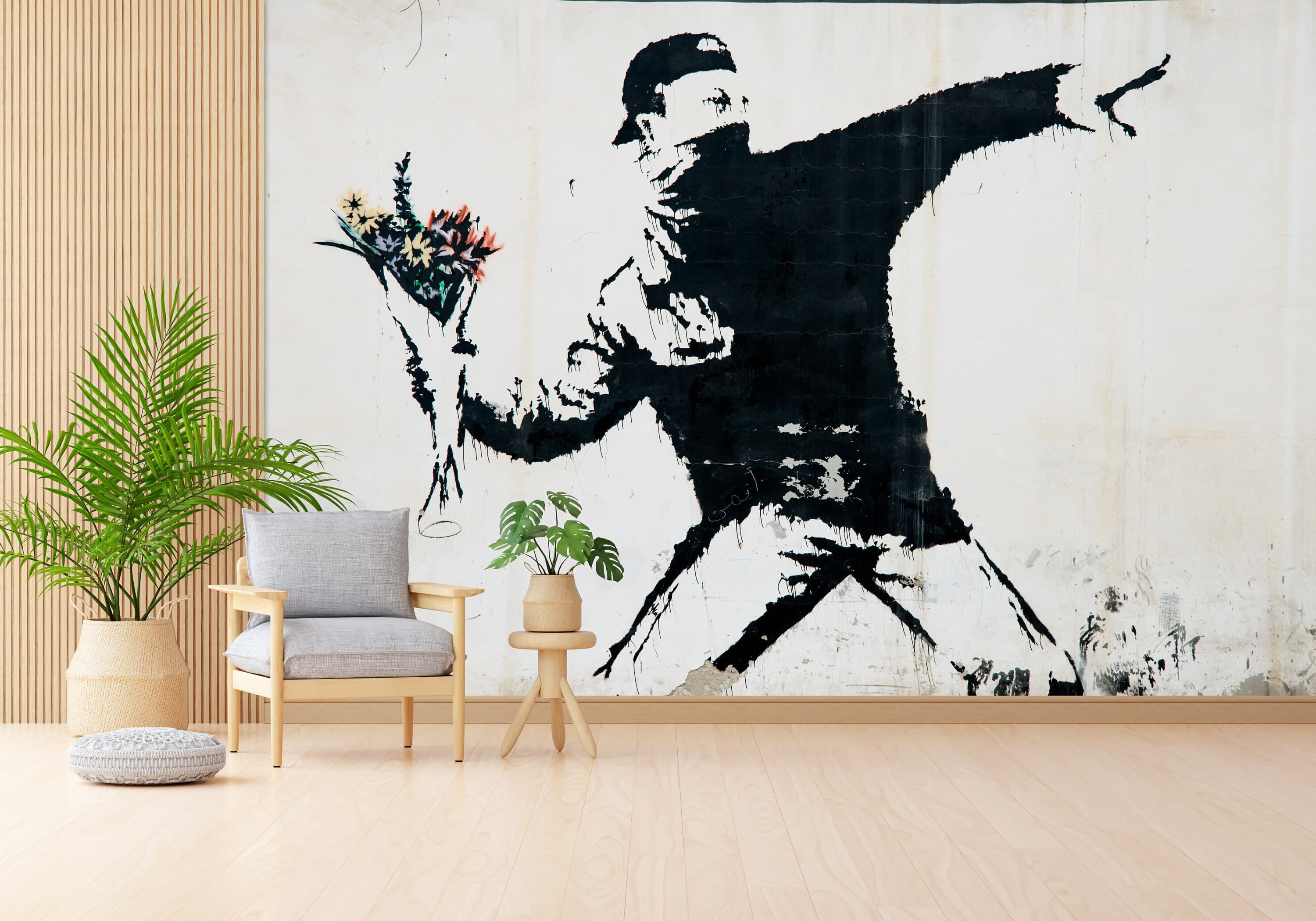 Banksy Flower Bomber Wall Mural: Modern Street Art Wallpaper - image 4