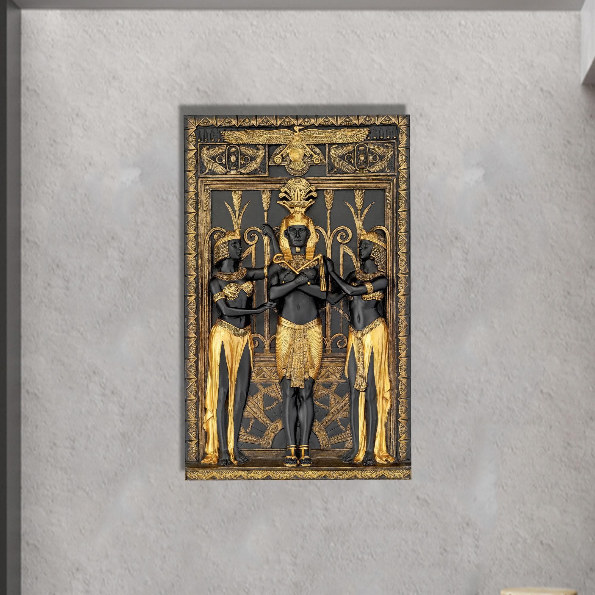 Egyptian Canvas Art: Gold Glass Printing, Modern Wall Hanging - image 3