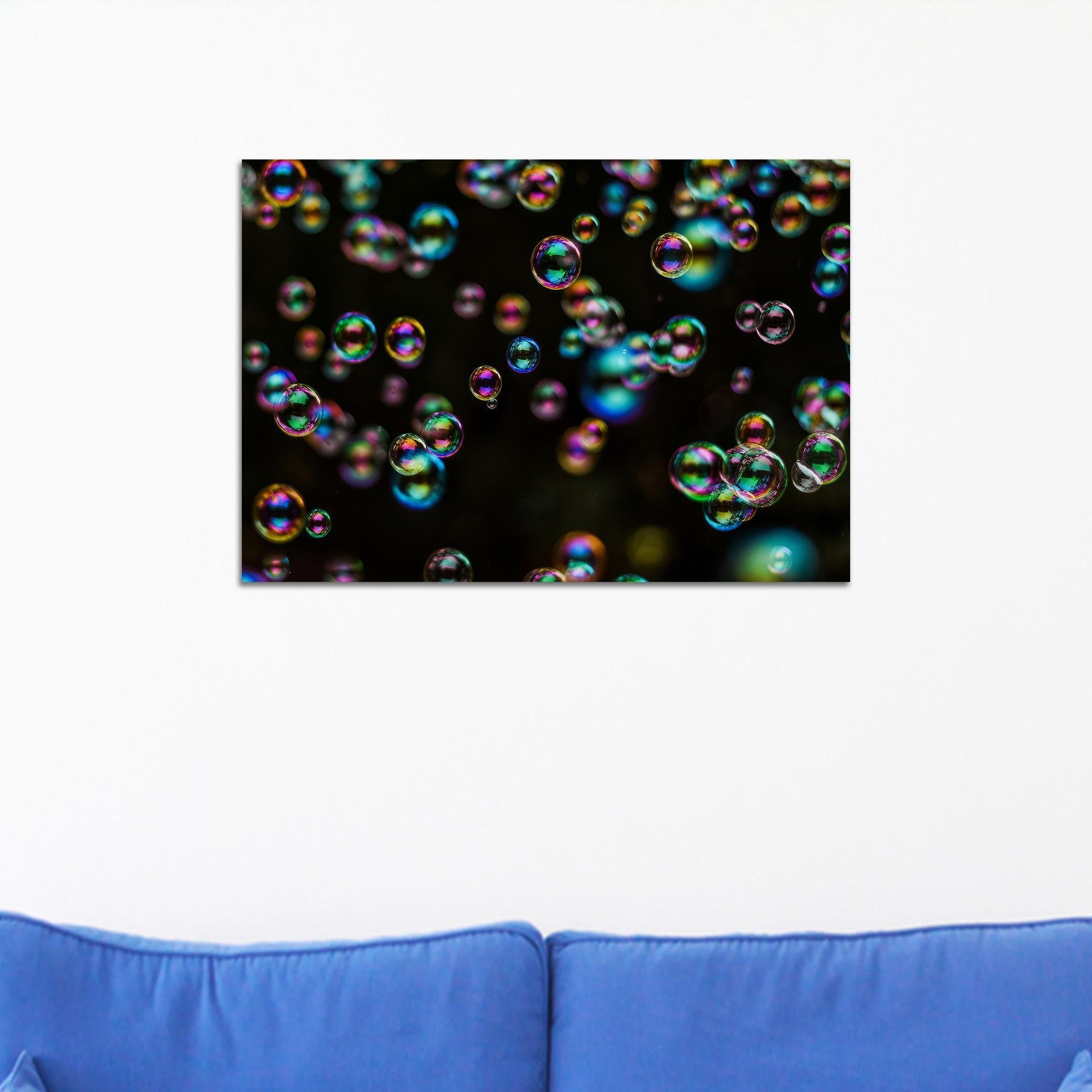Soap Bubbles Canvas Print: Modern Wall Art, Tempered Glass Effect