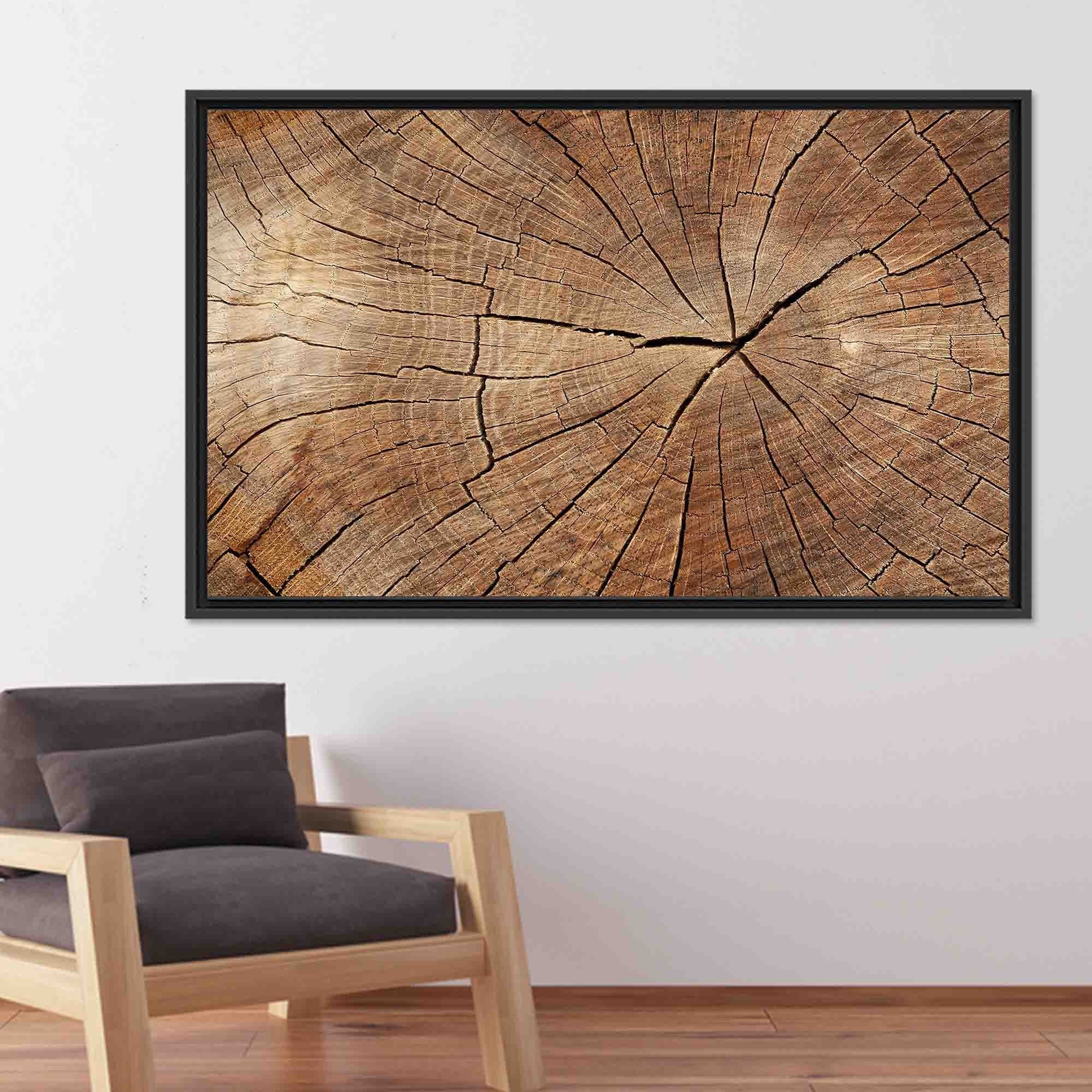 Wood Texture Canvas Wall Art: Tree Ring Print, Framed Decor - image 3